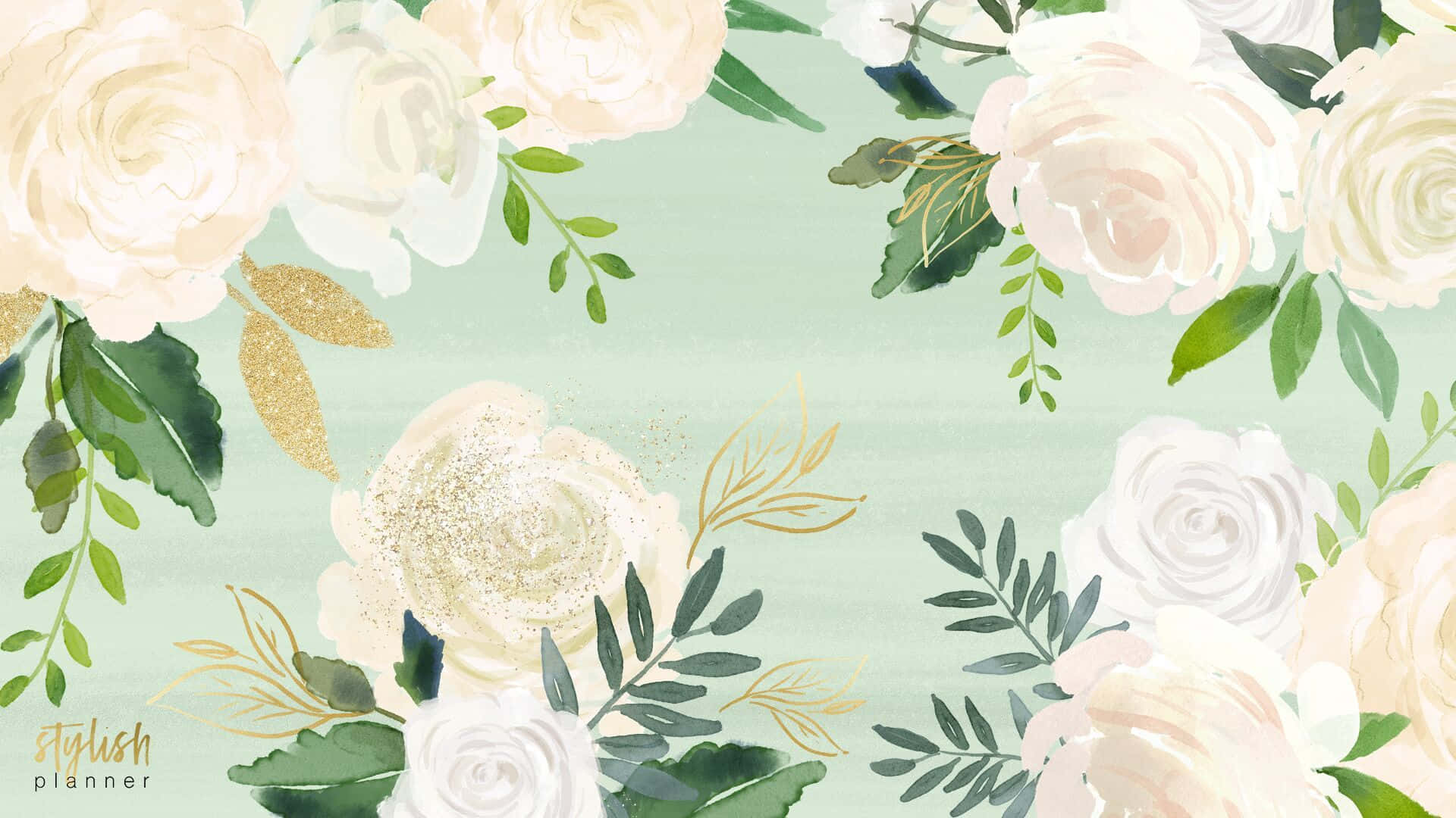 Watercolor Floral Background With White Flowers Background