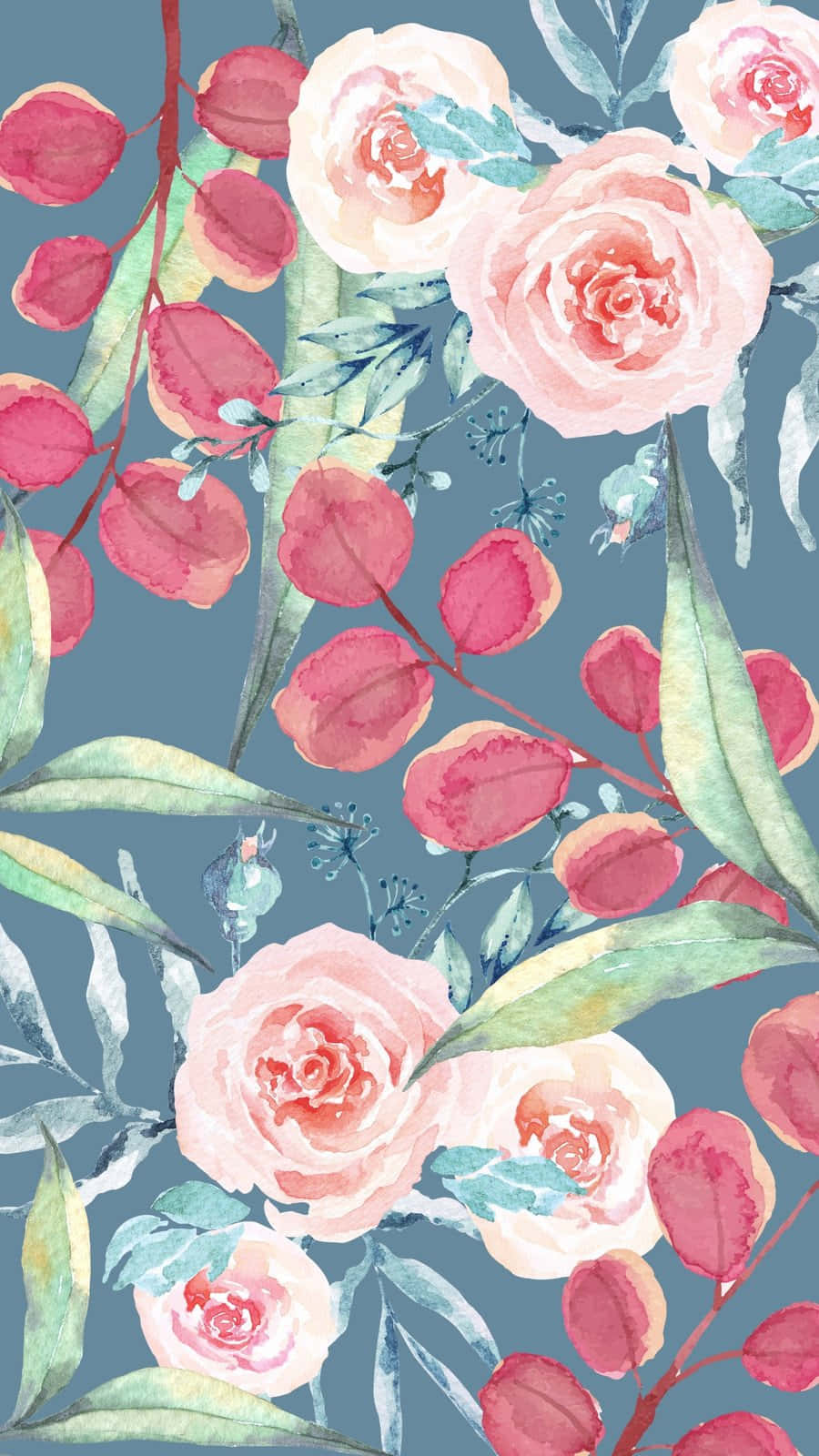 Watercolor Floral Pattern Phone Background Background