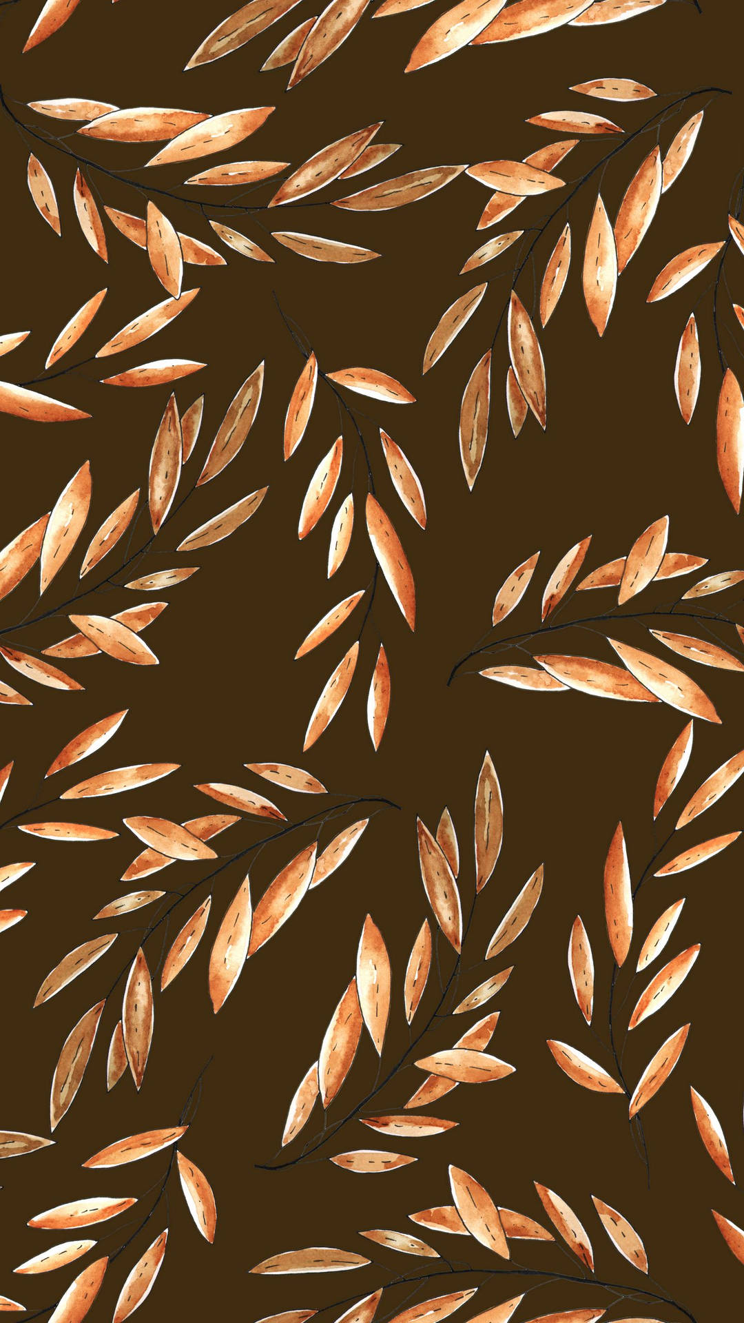 Watercolor Leaves Brown Iphone Background