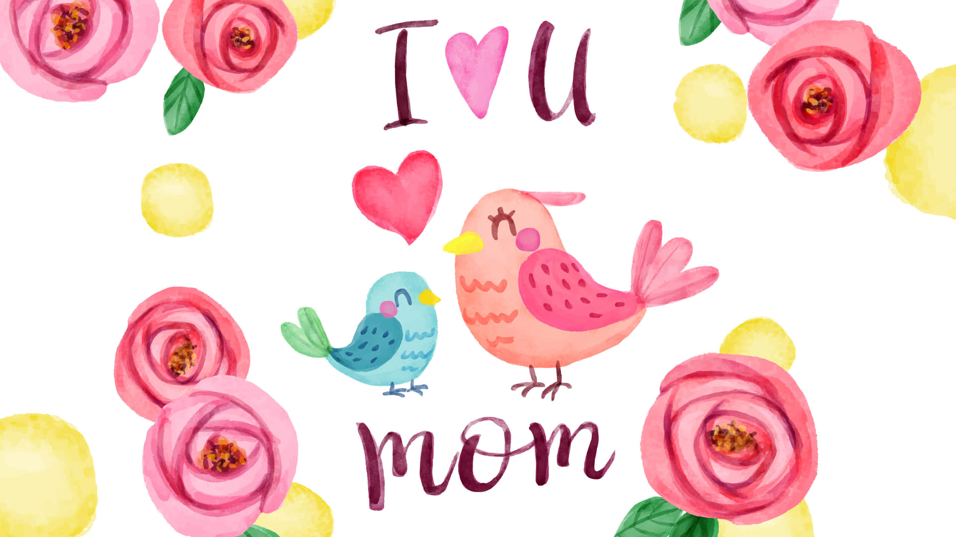 Watercolor Mother Love Birds Illustration Background