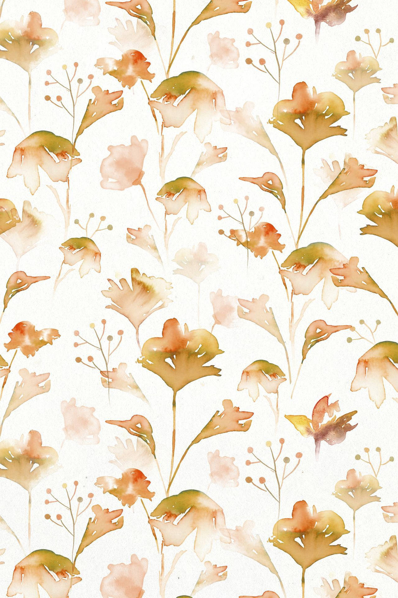 Watercolor Orange Floral Art Background