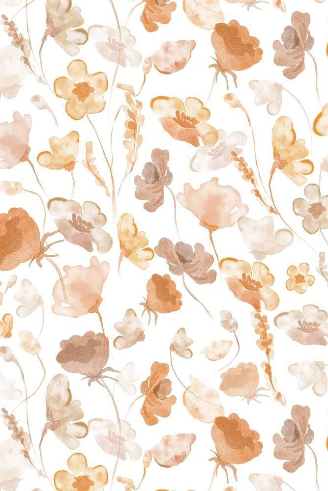 Watercolor Orange Floral Painting With White Background Background