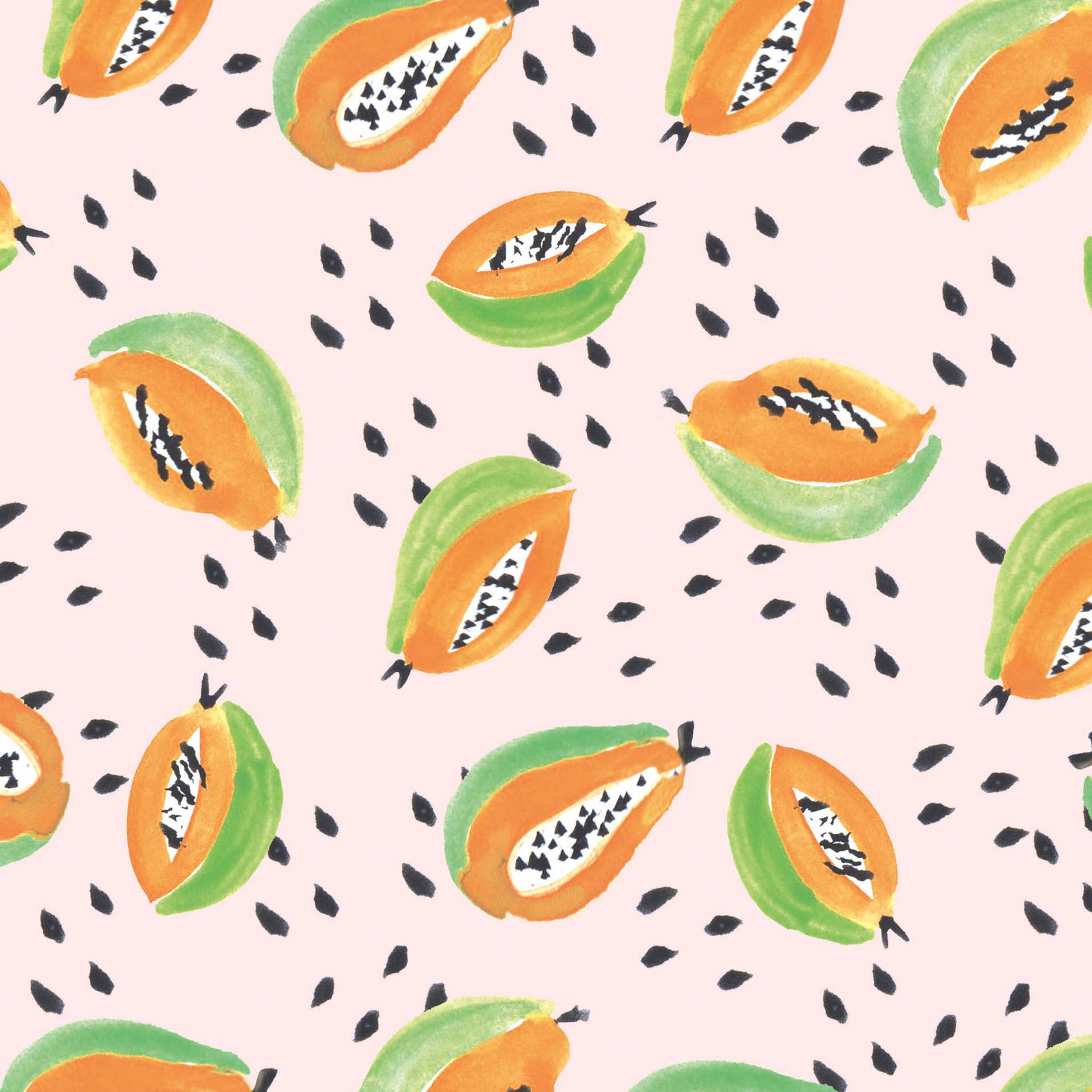 Watercolor Papaya Painting Seamless Pattern