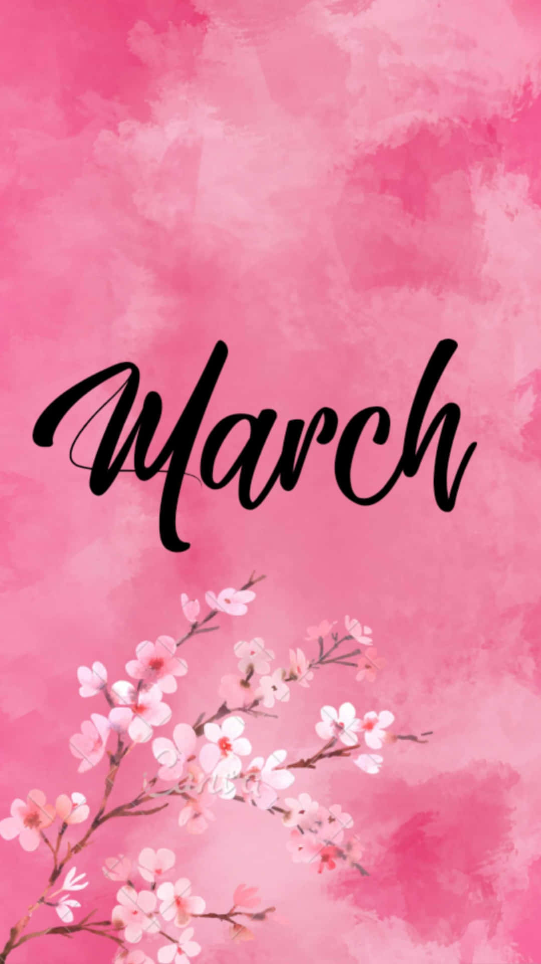 Watercolor Pink Cute March Background