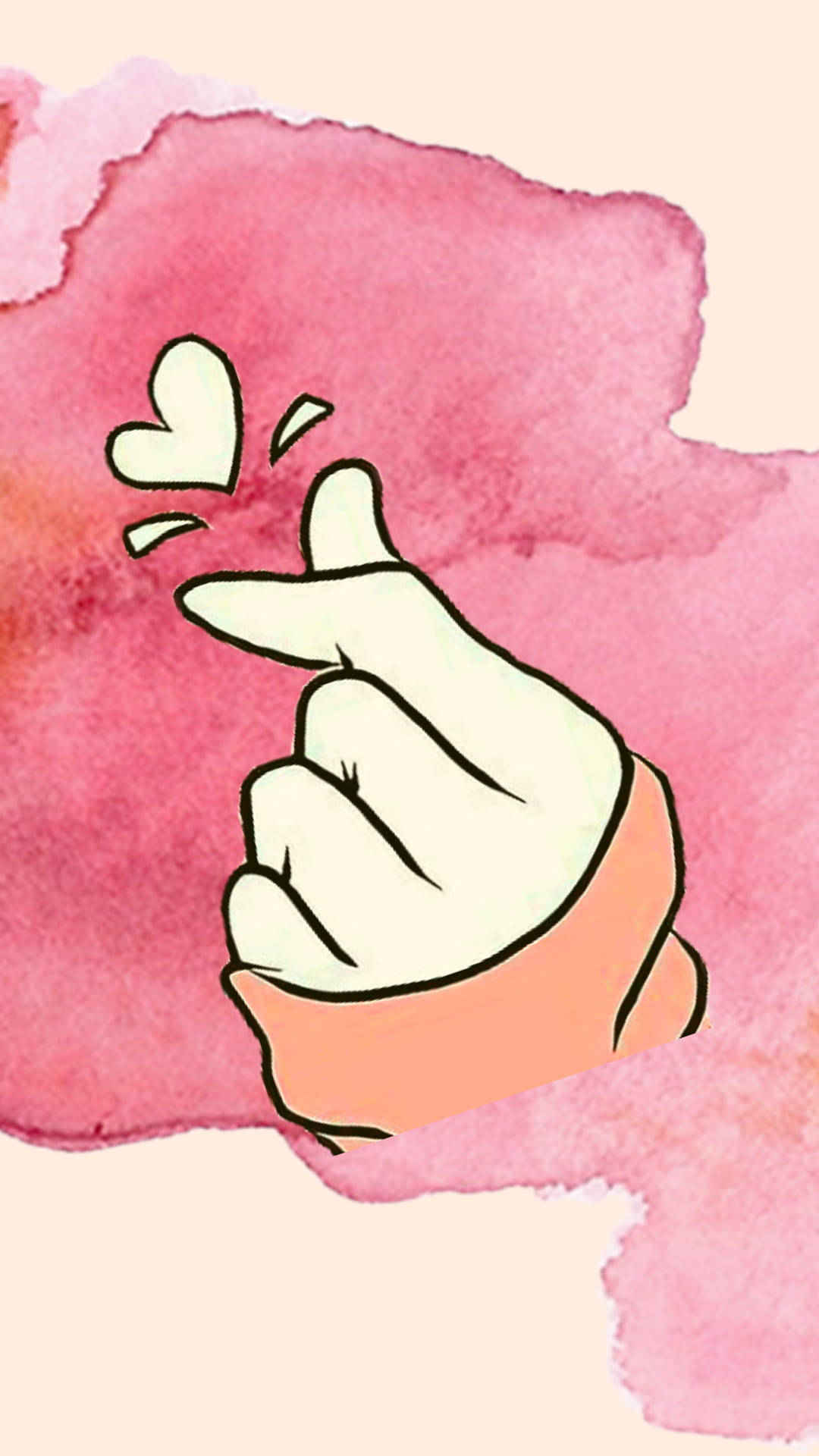 Watercolor Saranghae Finger Heart Background