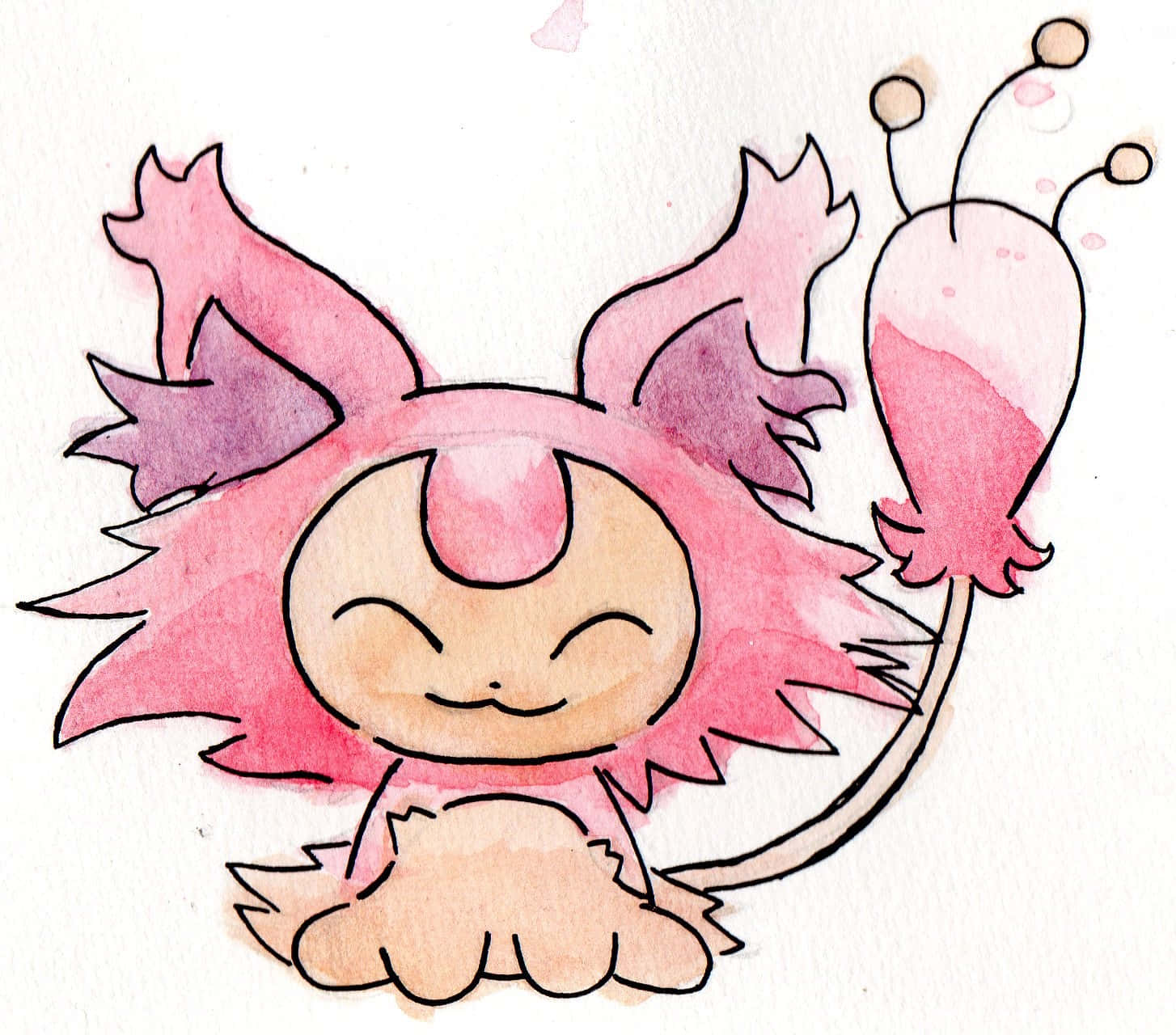 Watercolor Skitty Illustration