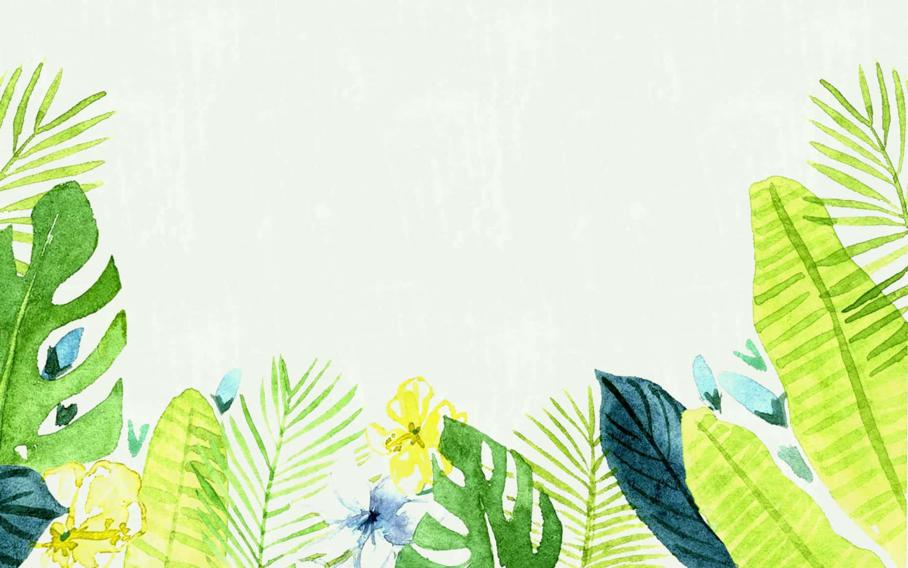 Watercolor Tropical Minimalist Plant Desktop Background