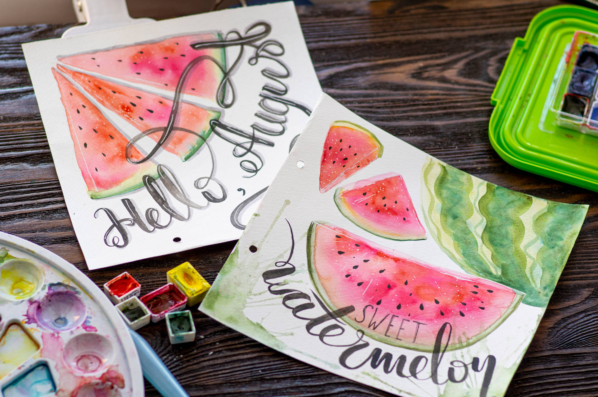 Watercolor Watermelon Drawings Background