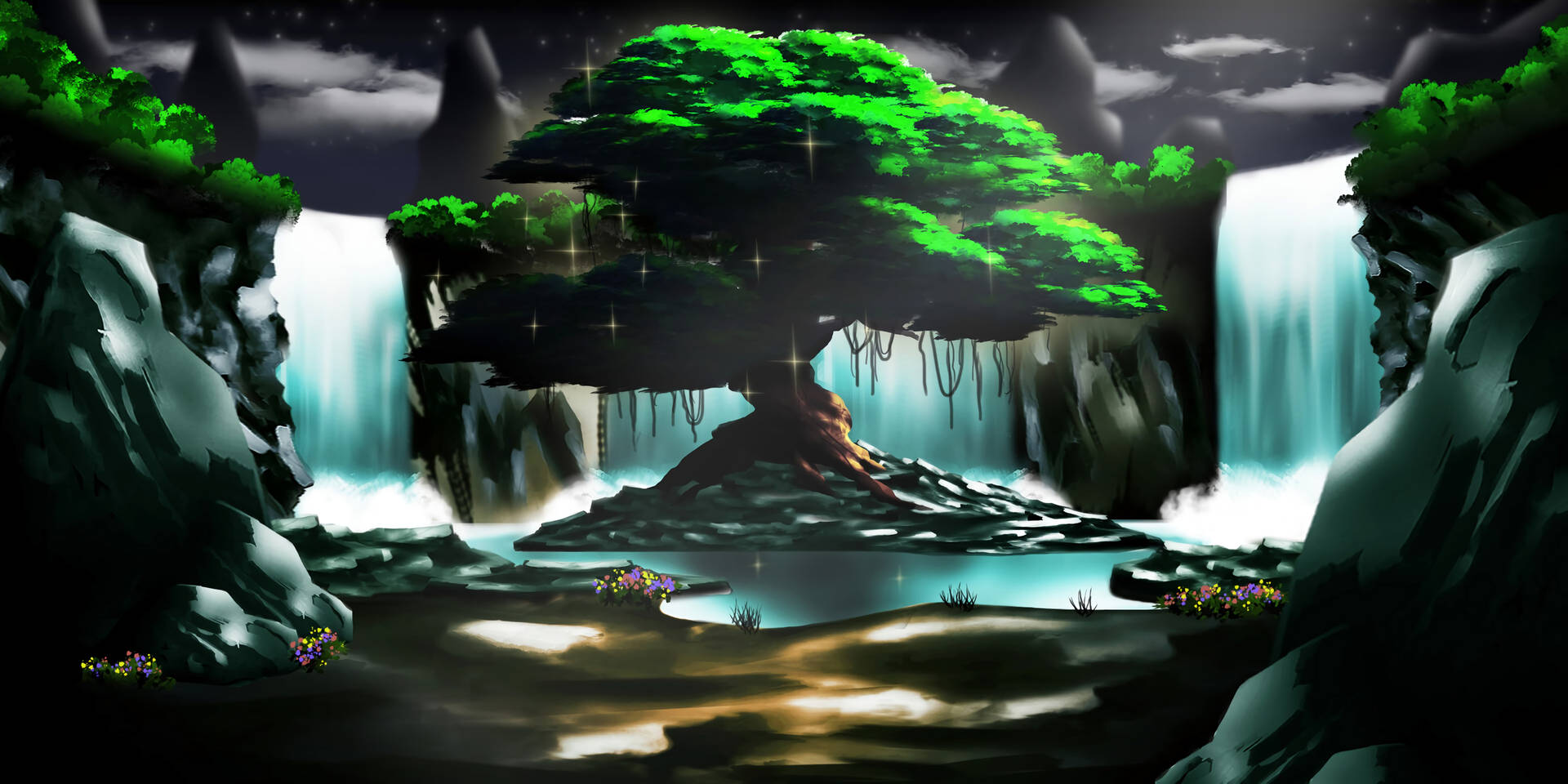 Waterfall Animated Art Background