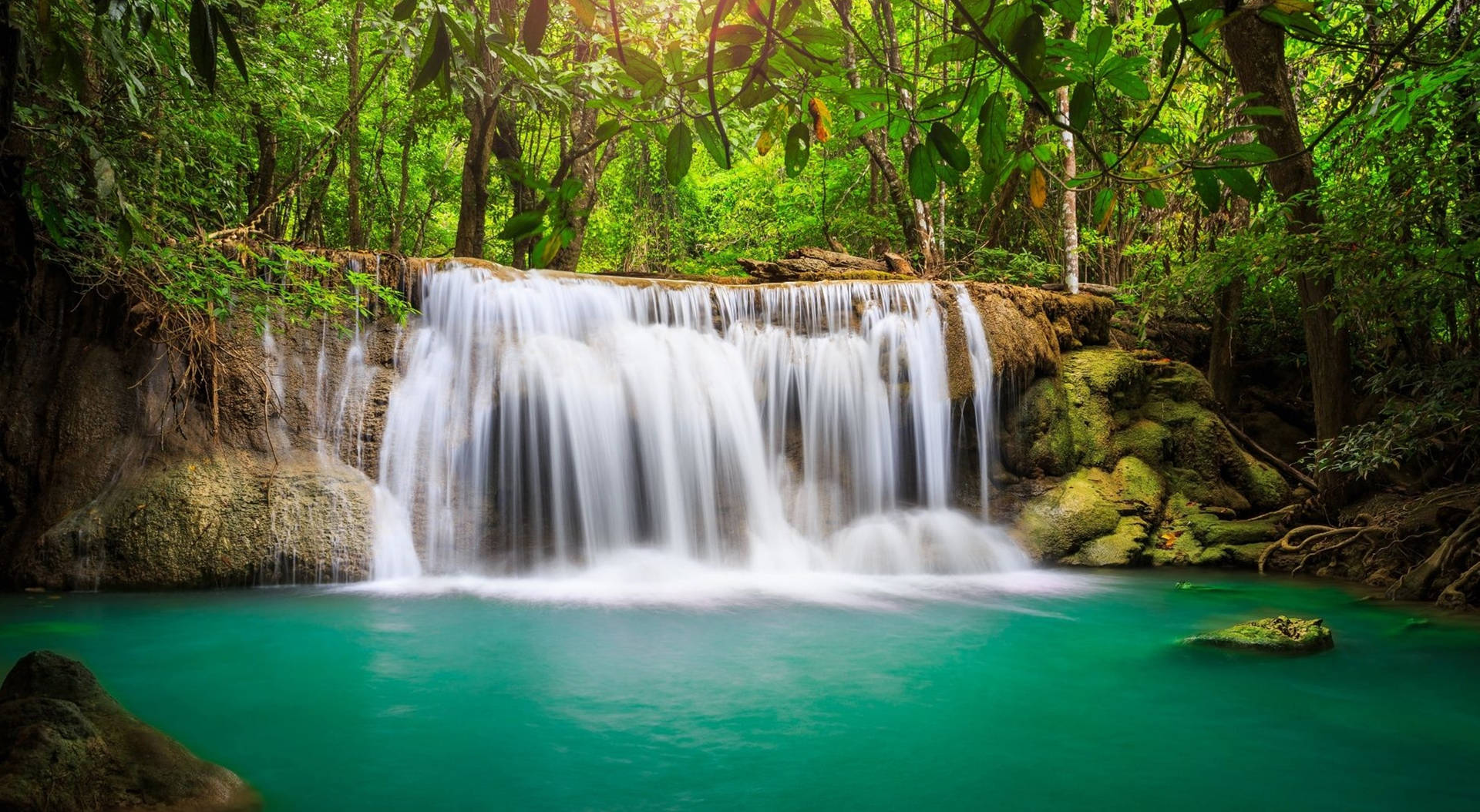 Waterfall Hd Thailand's Erawan Falls Background