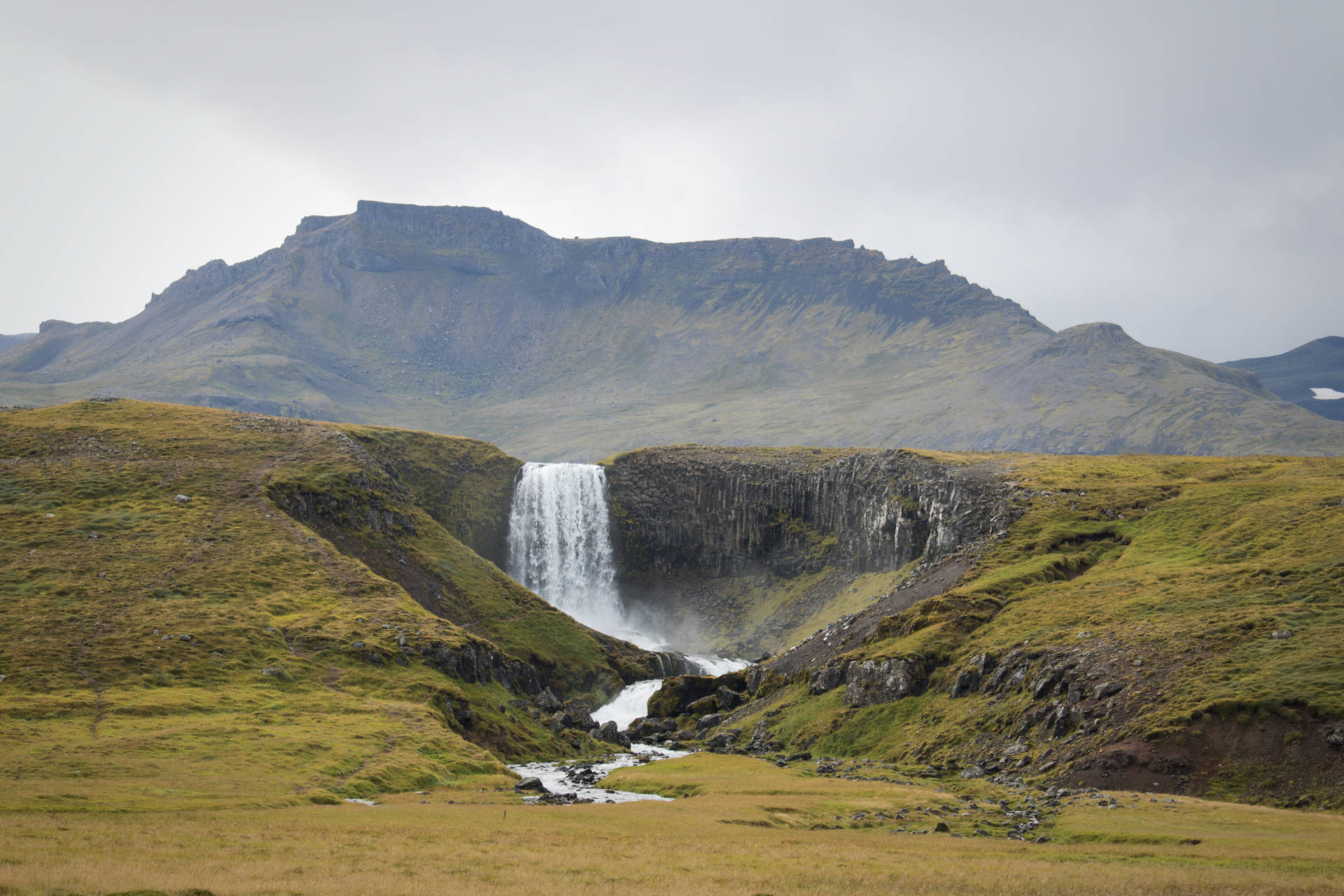 Waterfall In A Hill Nature Scenery Background