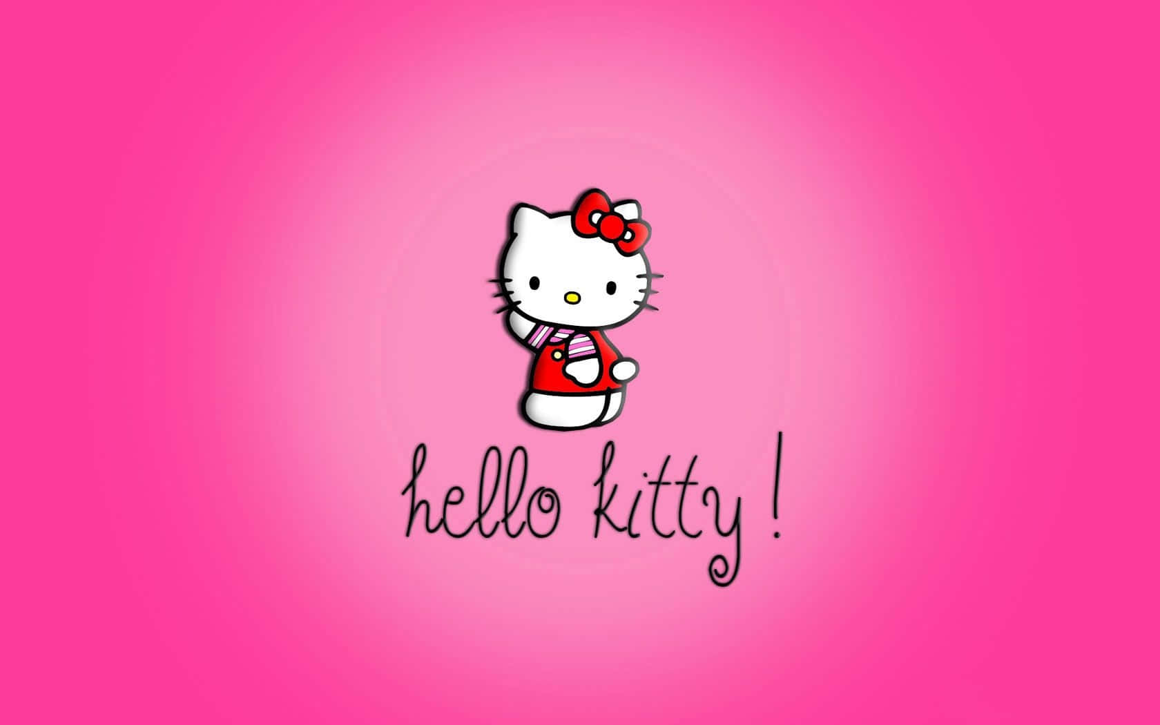 Waving Cute Pink Hello Kitty Background