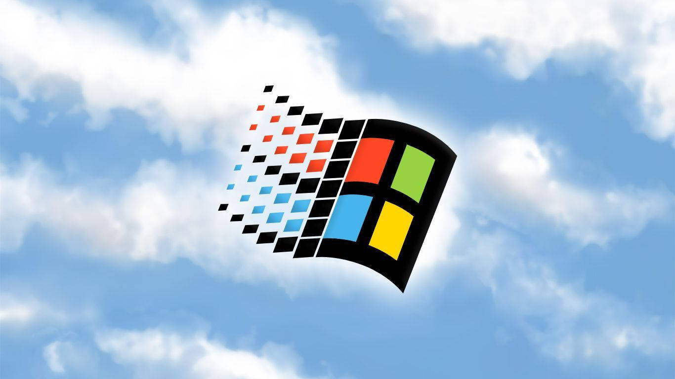 Waving Logo Of Windows 95 Background
