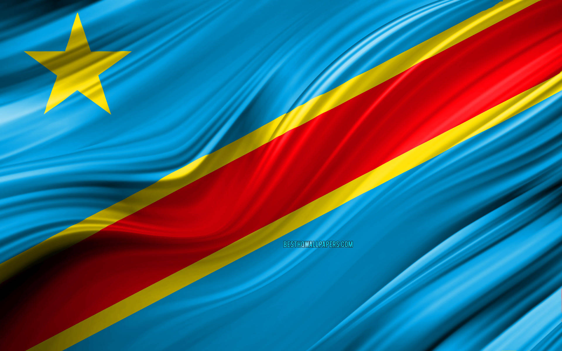 Wavy Flag Of Congo Background