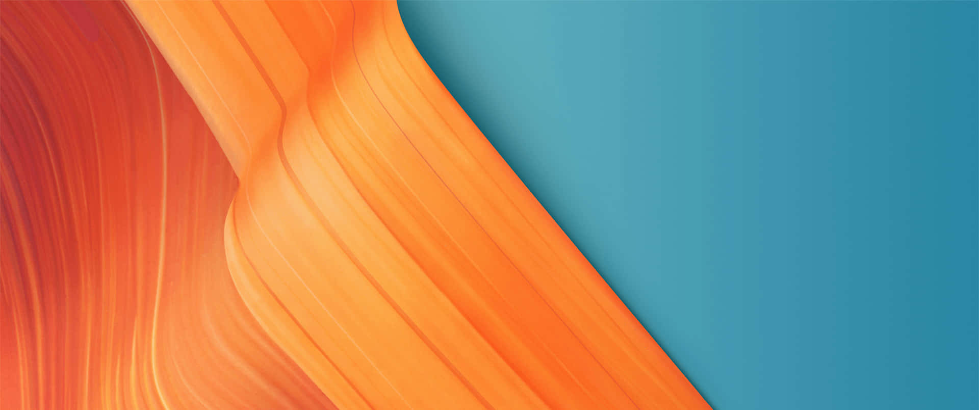 Wavy Orange And Teal Background