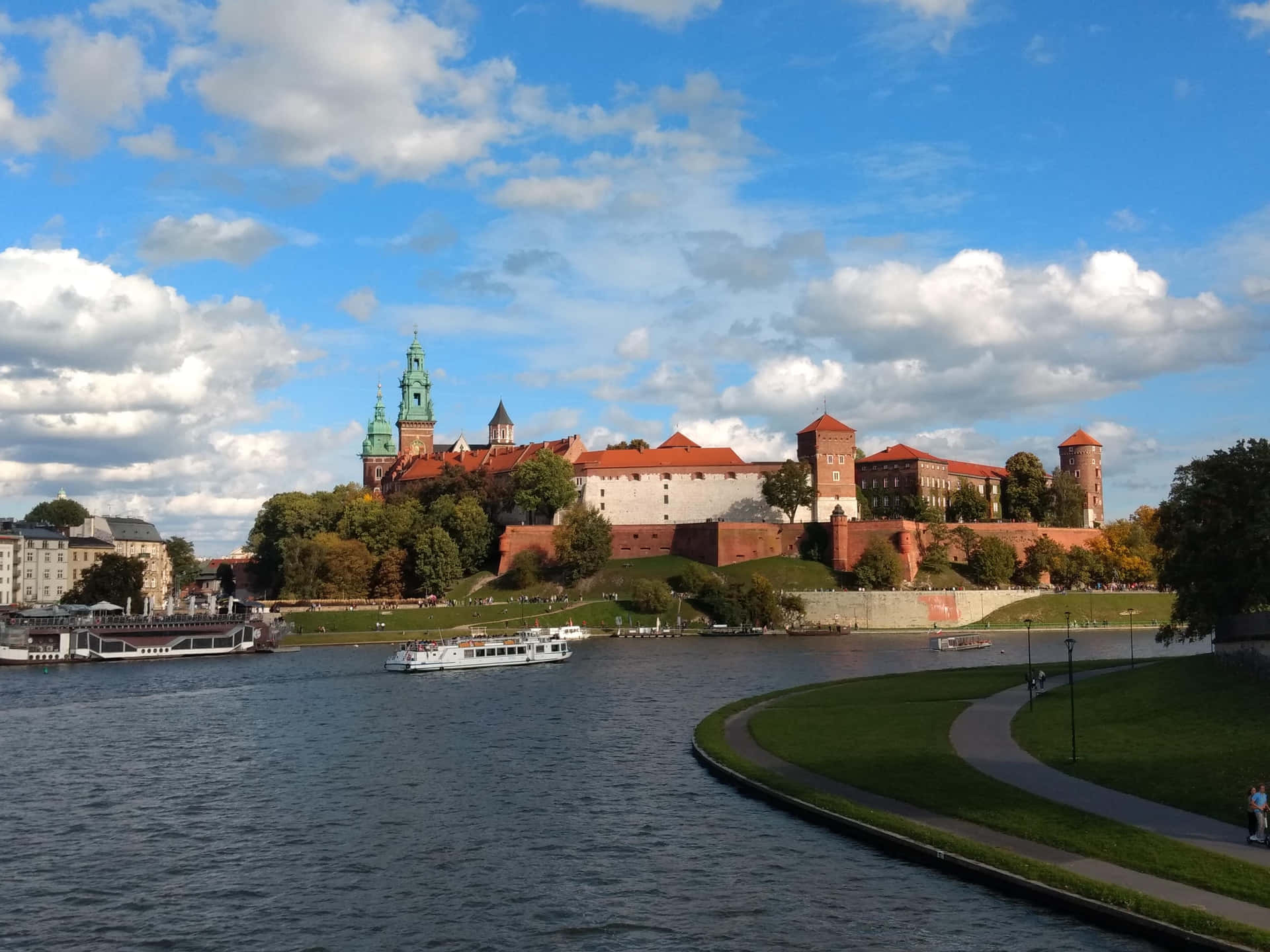 Wawel Castle Boats Sailing On River