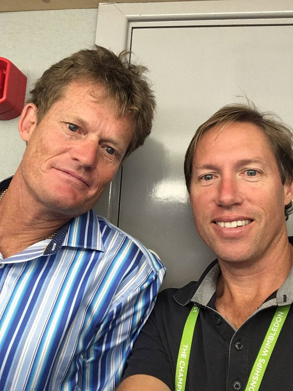 Wayne Ferreira And Robbie Koenig During A Tennis Match. Background