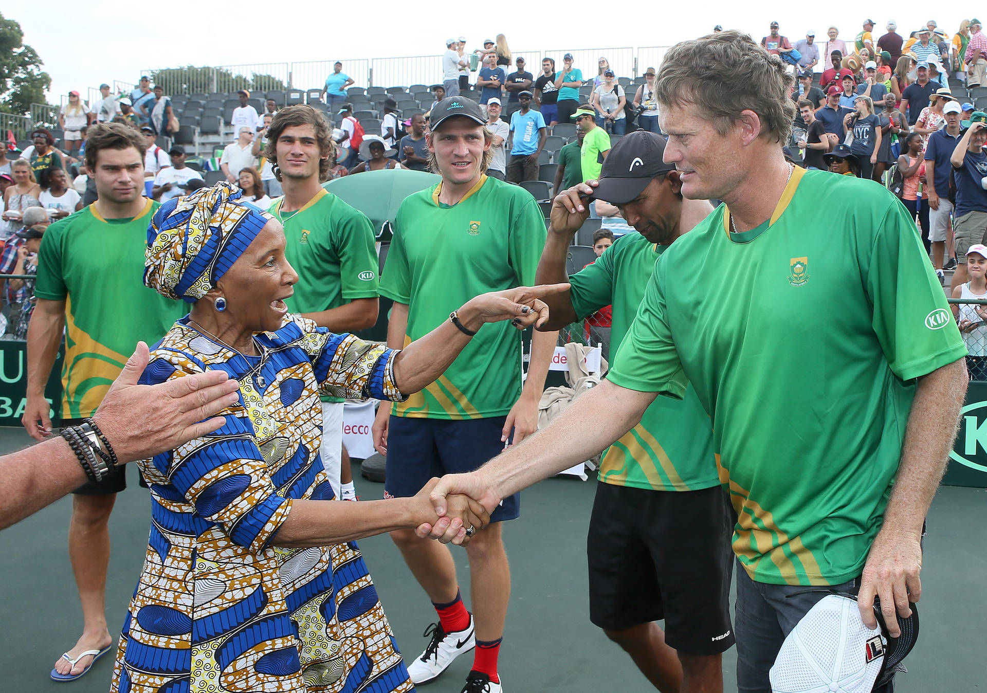 Wayne Ferreira Shaking Hands At A Tennis Match Background