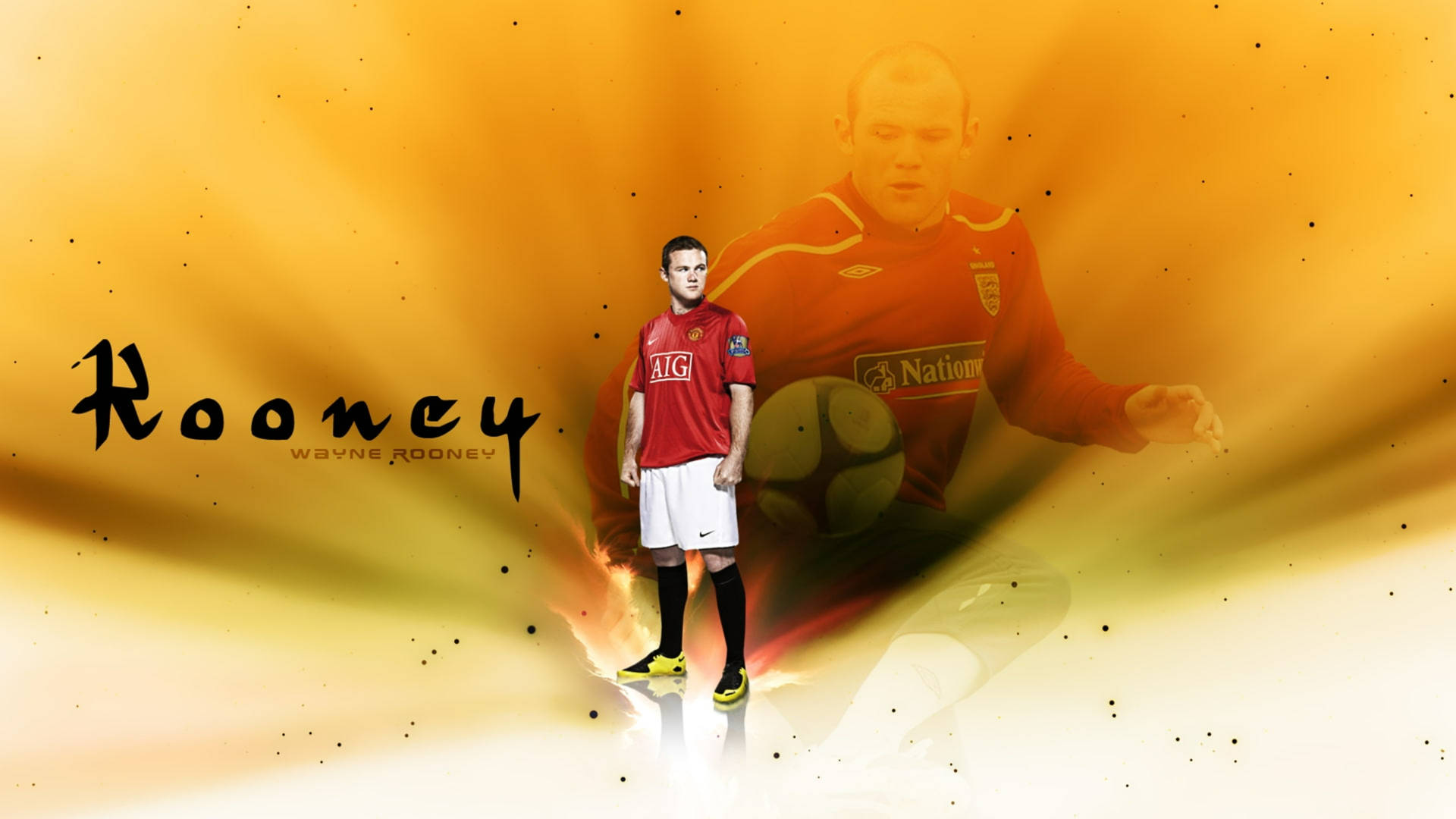 Wayne Rooney Blazing Effect Background