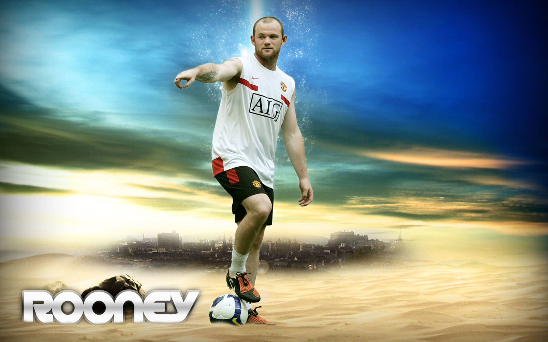 Wayne Rooney Cityscape Background