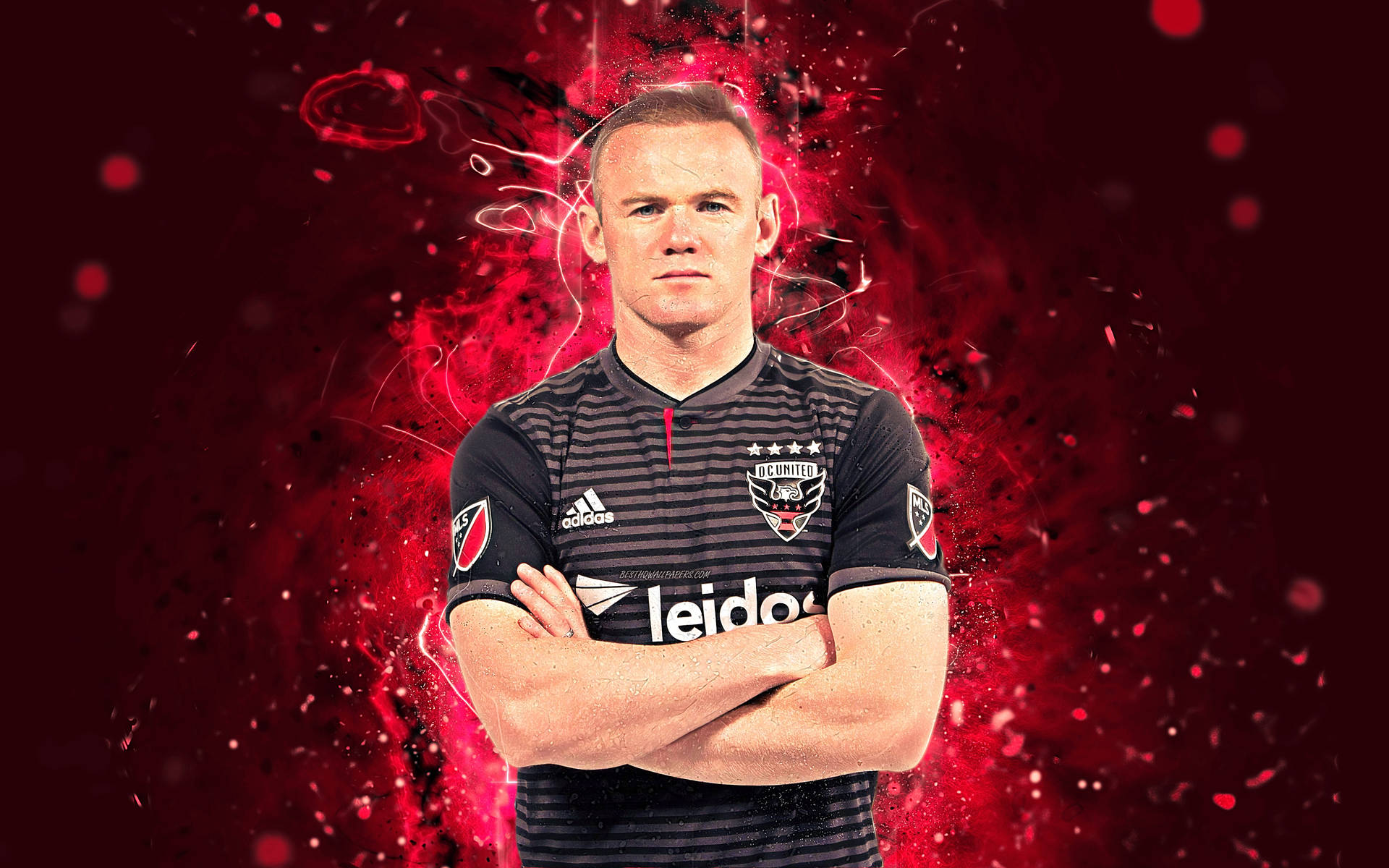 Wayne Rooney Neon Red Background