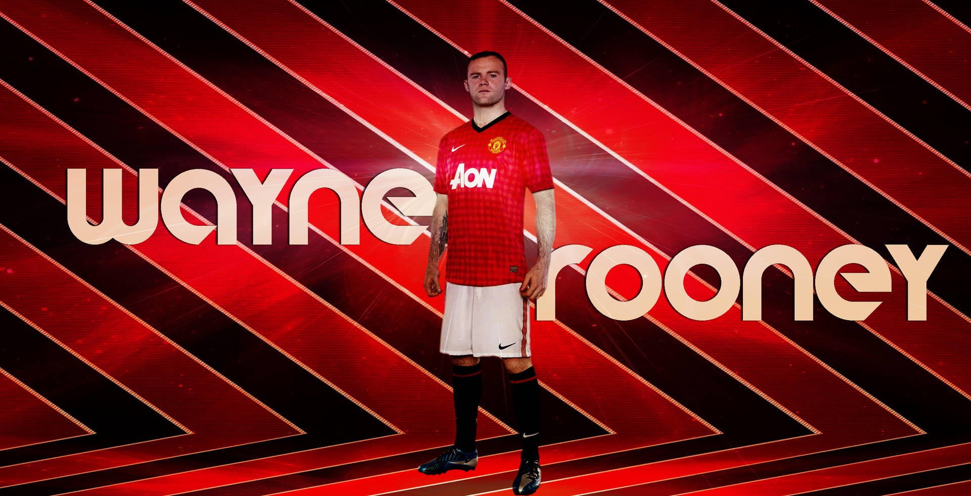 Wayne Rooney Red Stripes Background