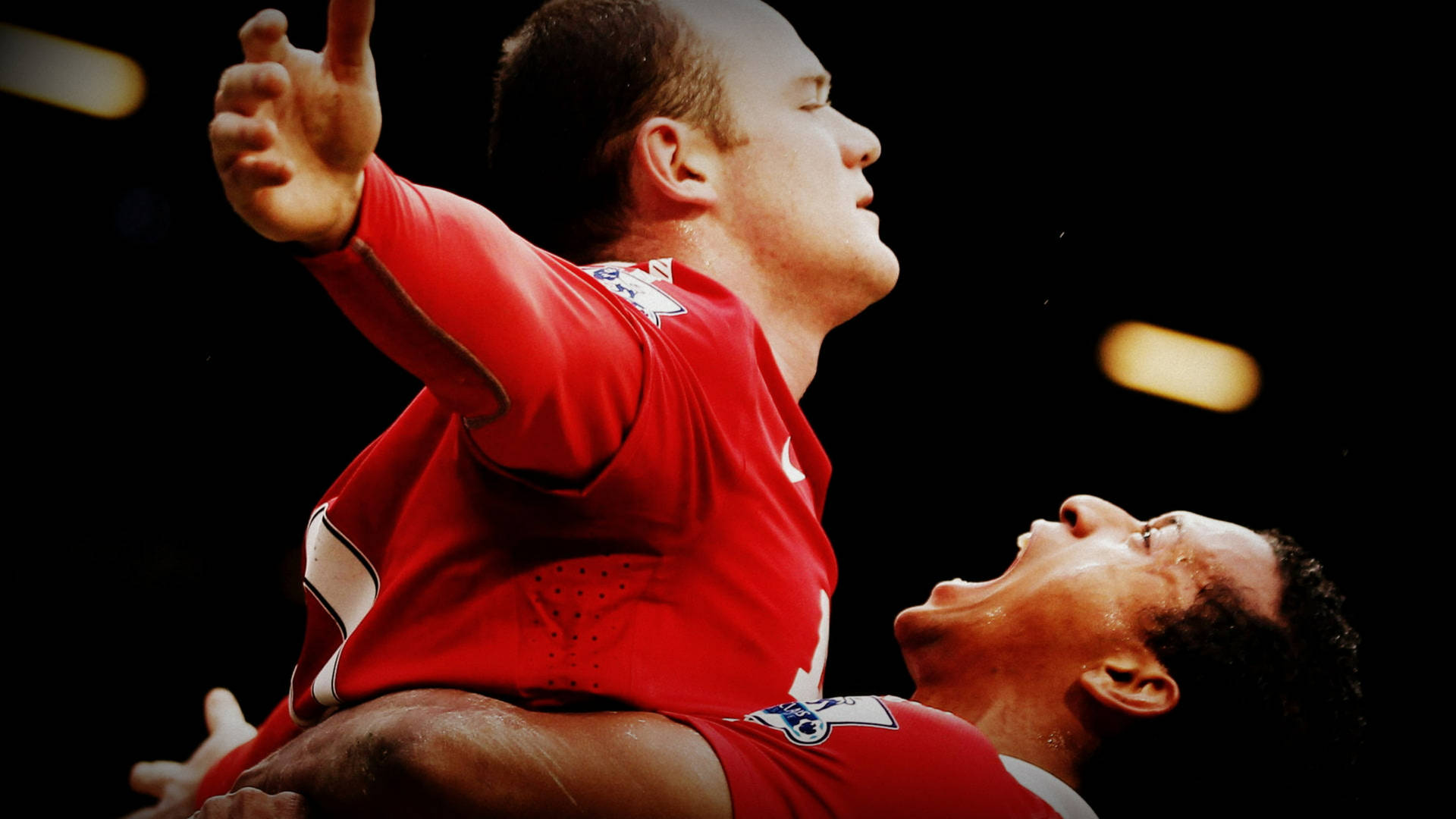 Wayne Rooney With Teammate Background
