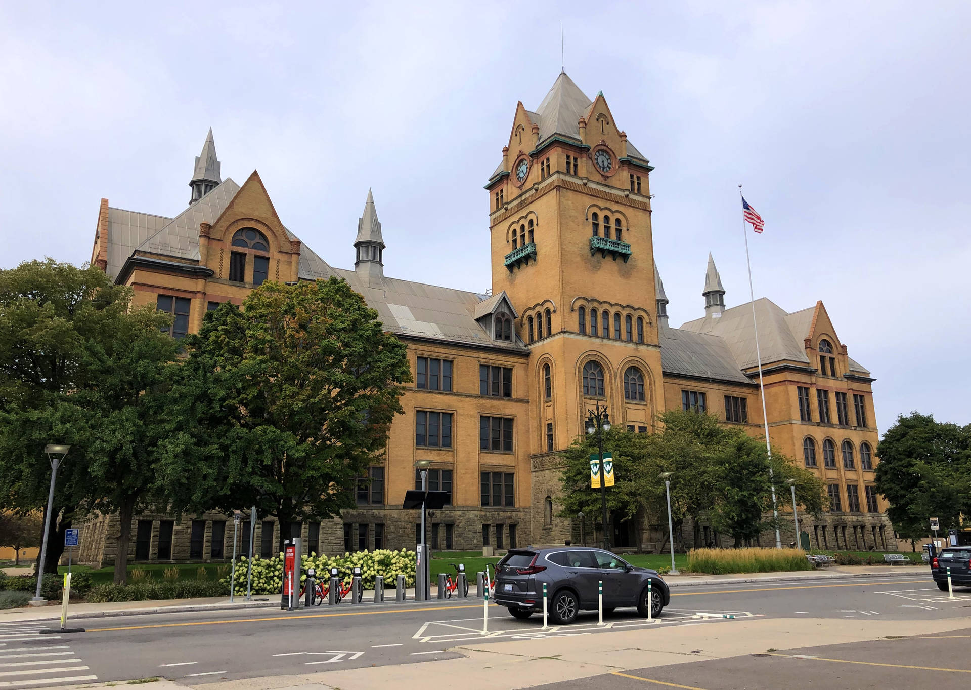 Wayne State University Old Main Sky Backdrop Background