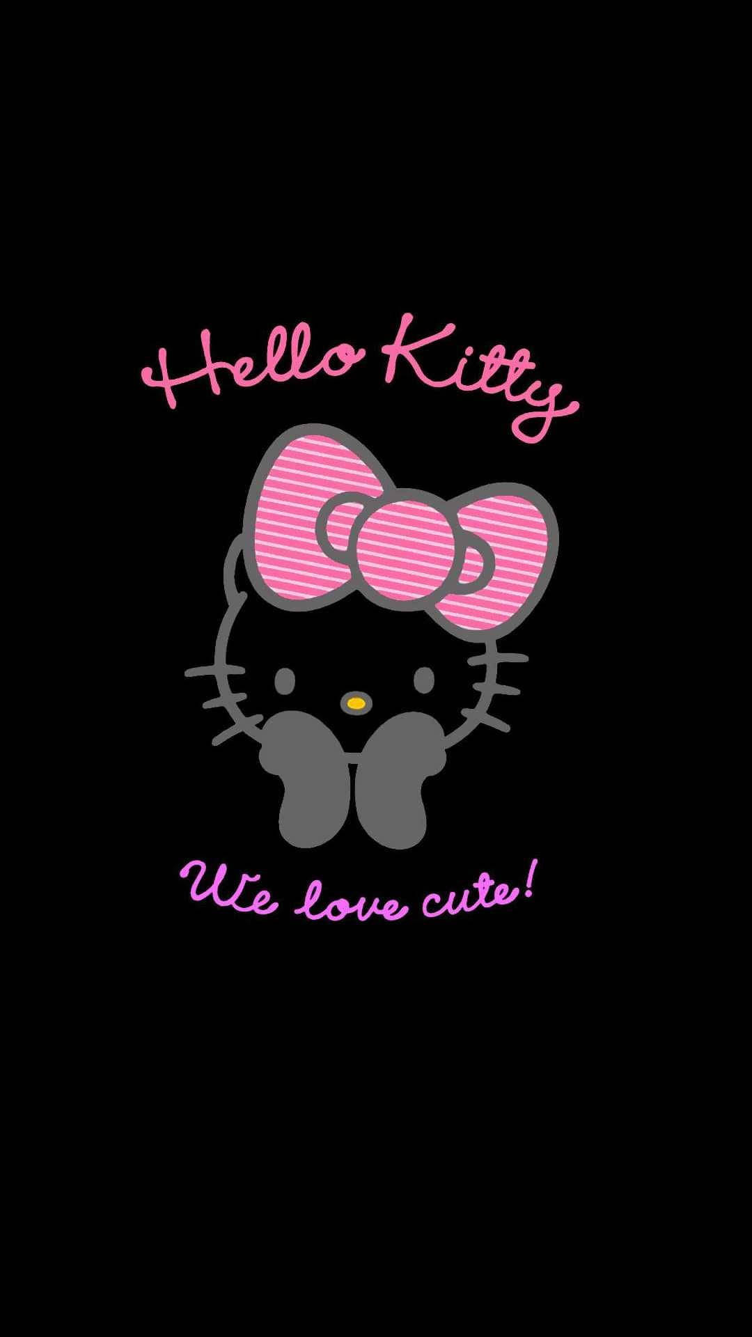 We Love Cute Black Hello Kitty Background