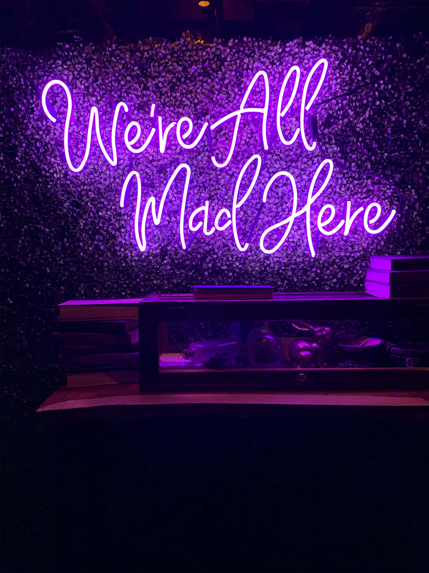 We're All Mad Here Neon Sign Background