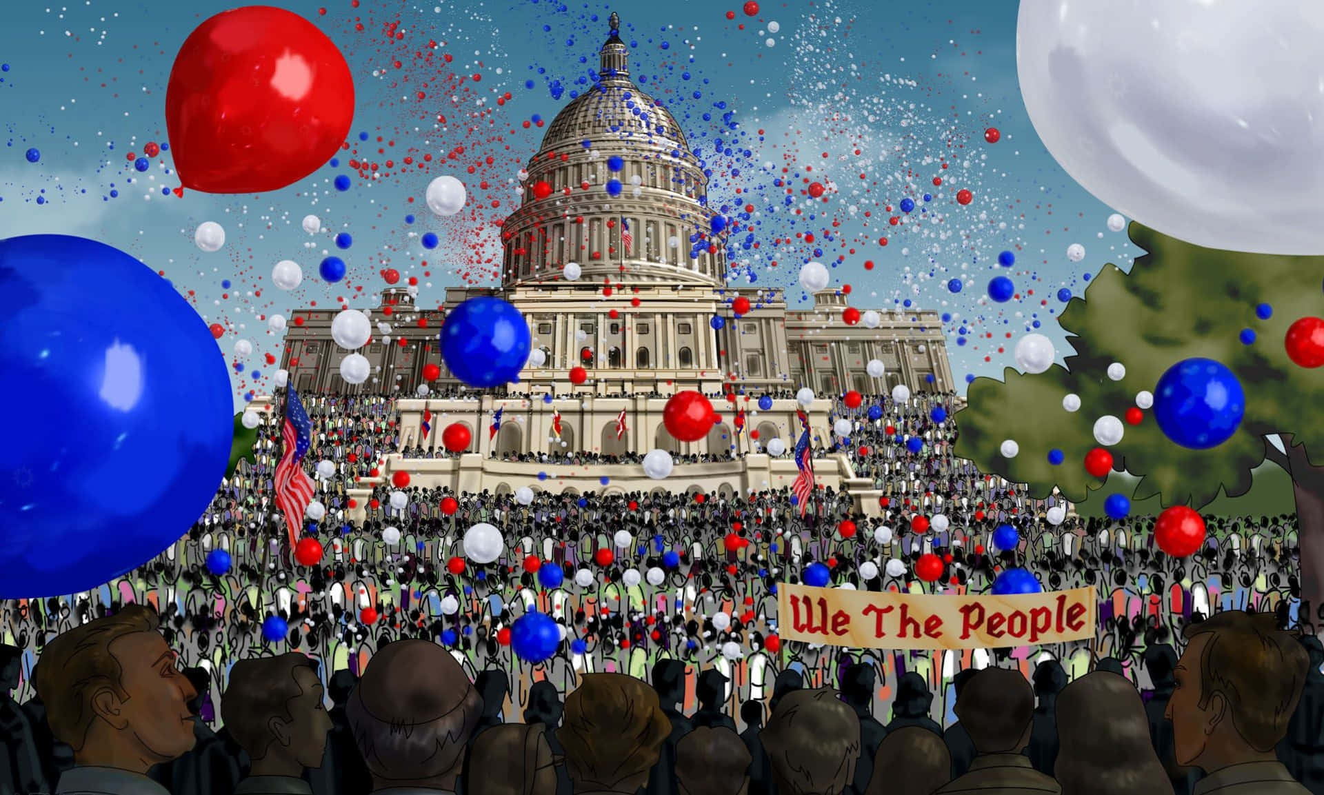 We The People Slogan Capitol Background