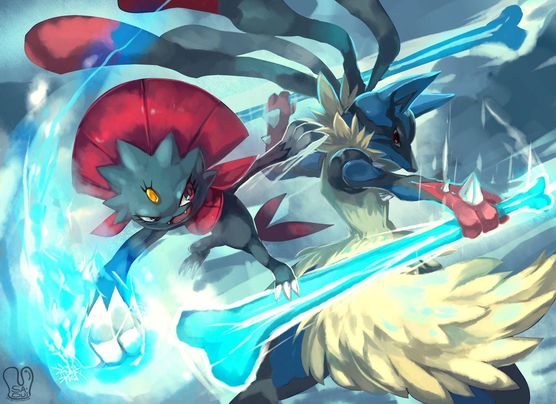 Weavile And Lucario Showdown Background