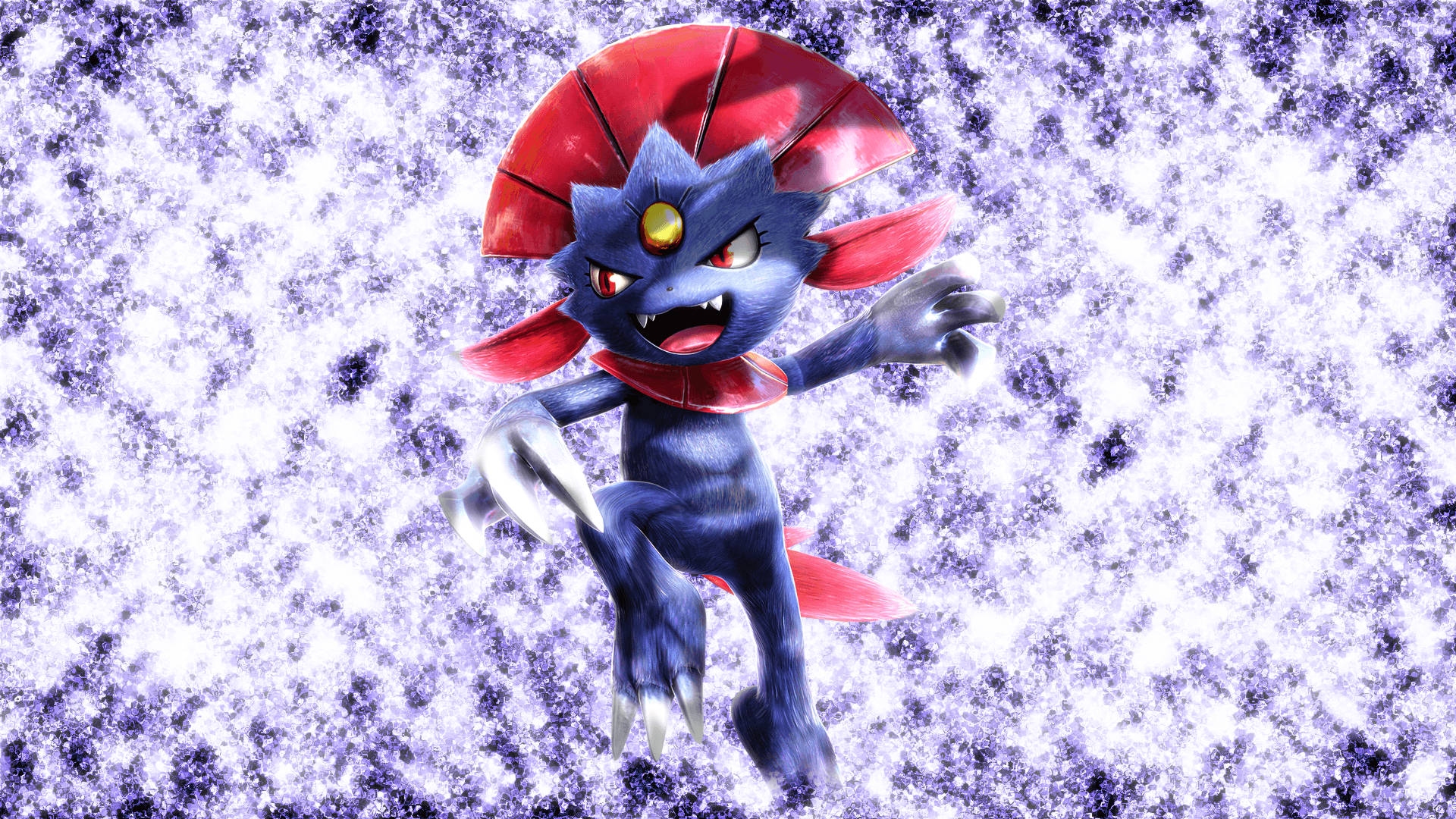 Weavile On Glowing Moss Background