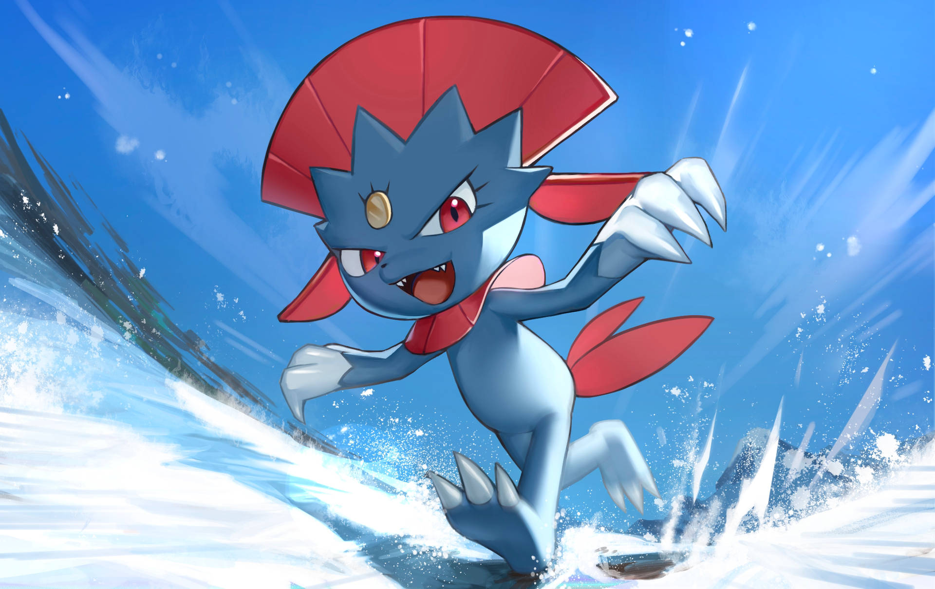 Weavile Playing In Snow