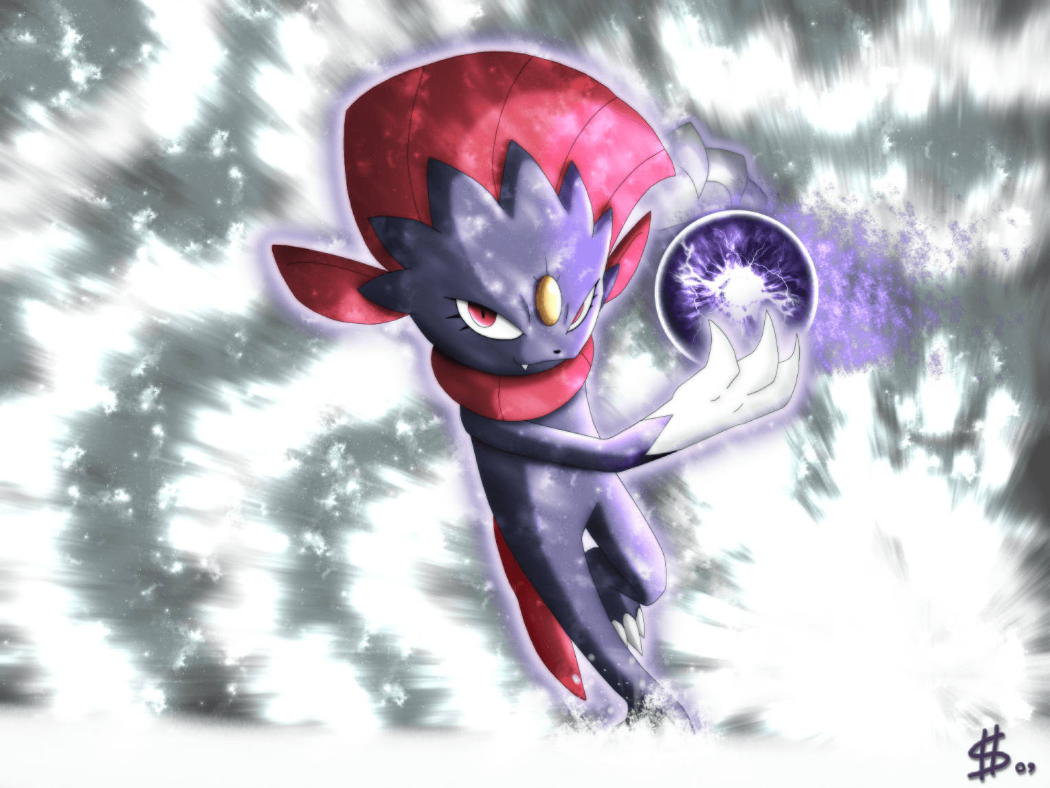 Weavile Throwing Energy Ball Background