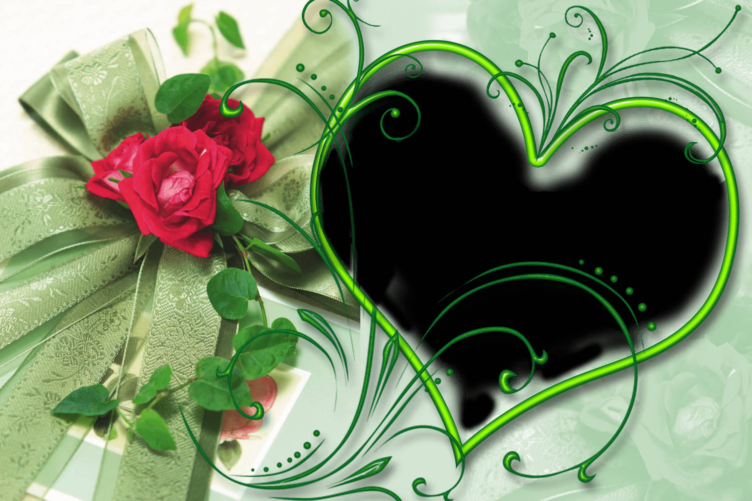 Wedding Album Green Heart Background