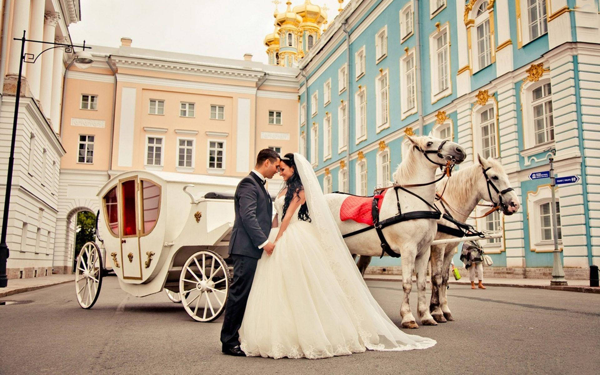 Wedding Couple Carriage Background