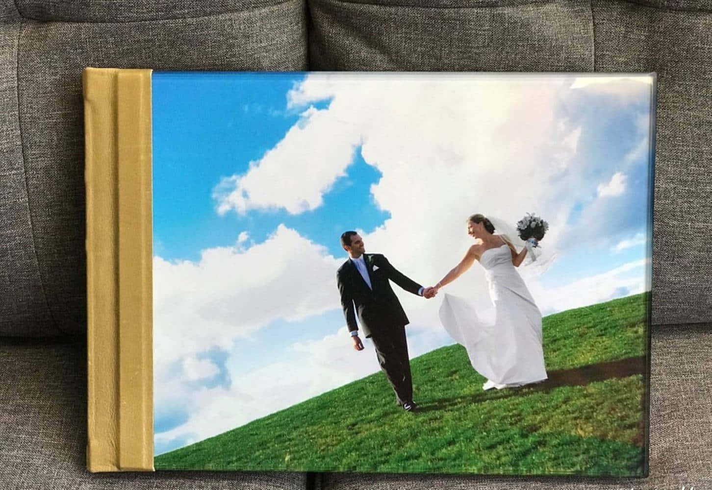 Wedding Couple Hilltop Sky Album Cover Background