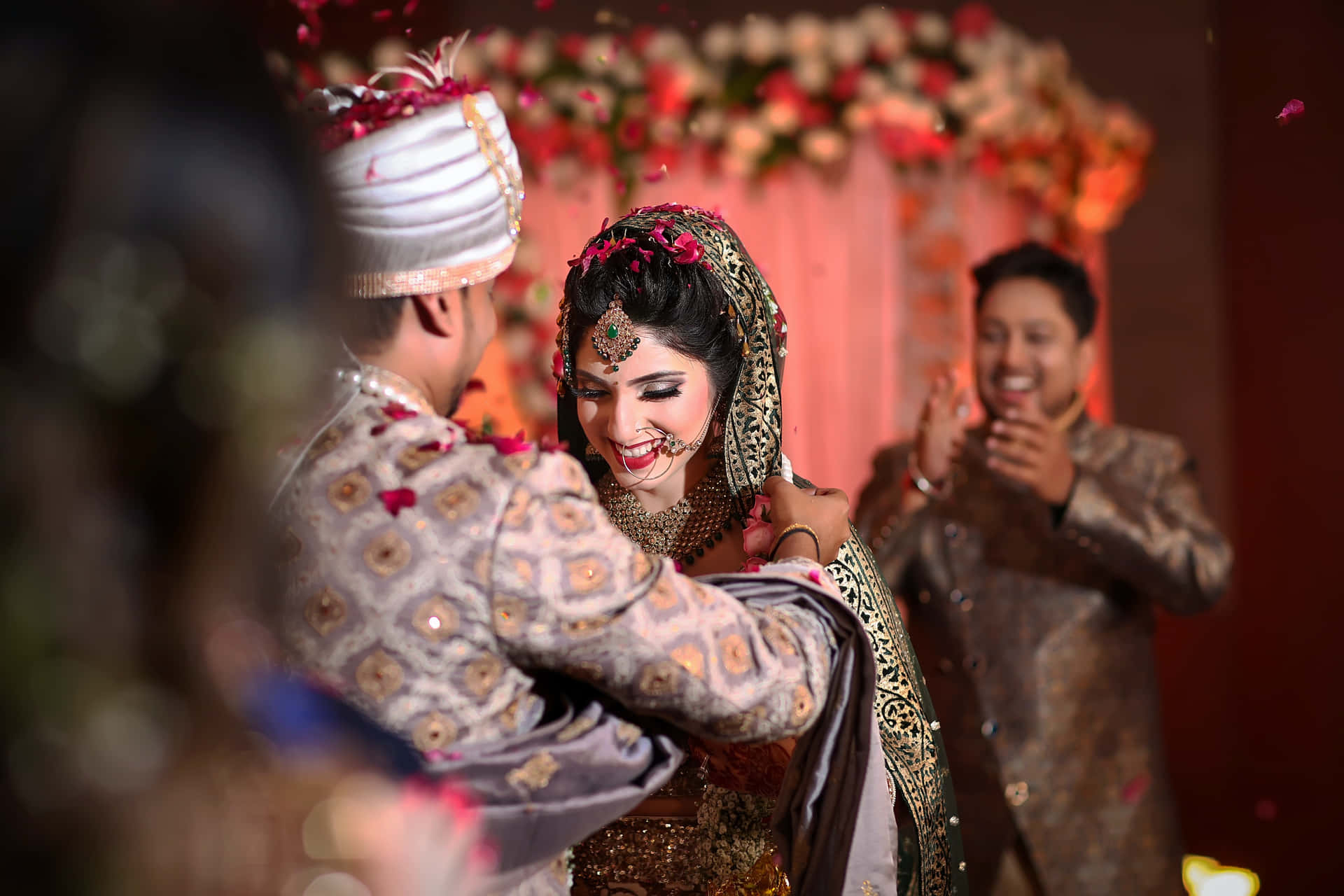 Wedding Couple Traditional Clothes Background