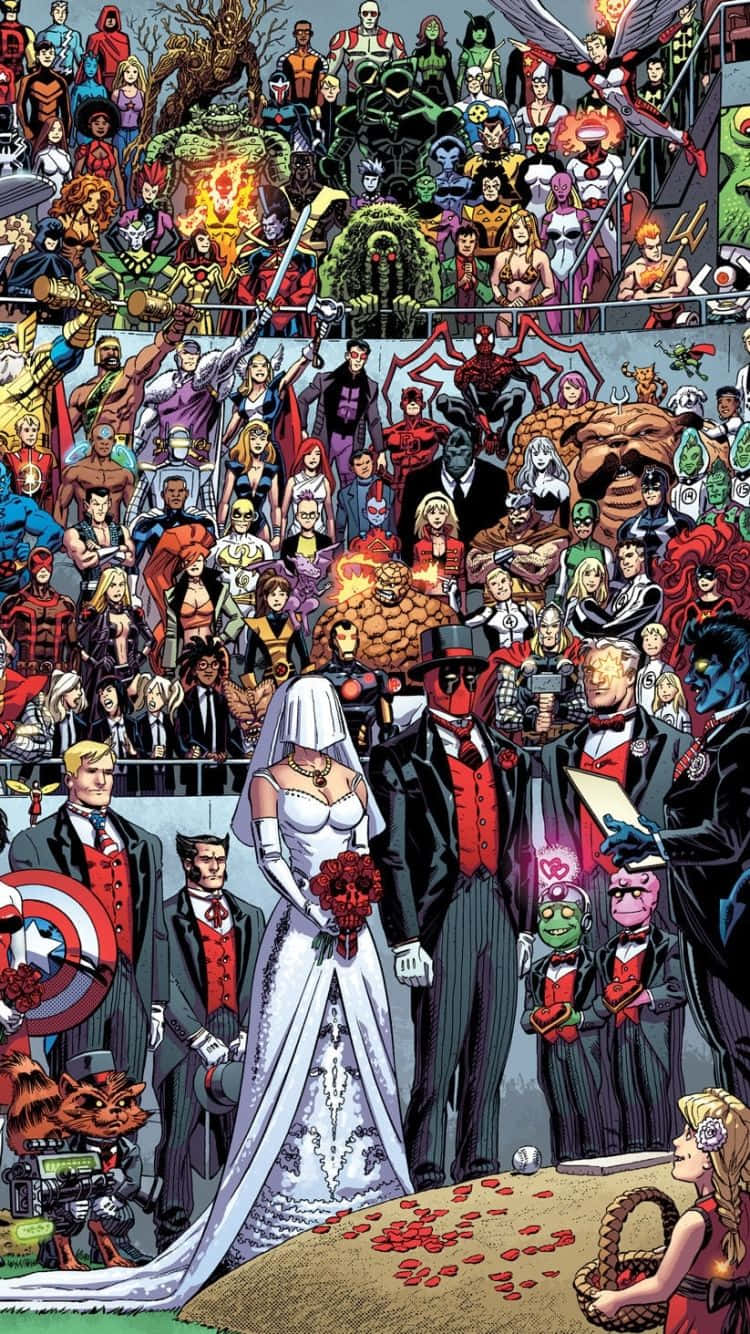 Wedding Of Deadpool Superhero Collage Background