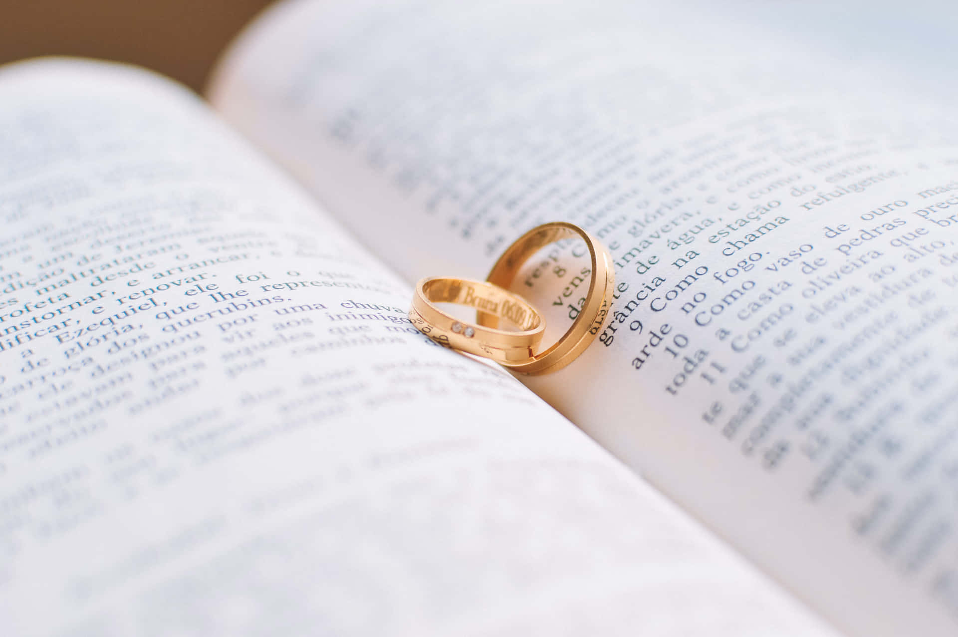 Wedding Ring Inside Bible Page Background