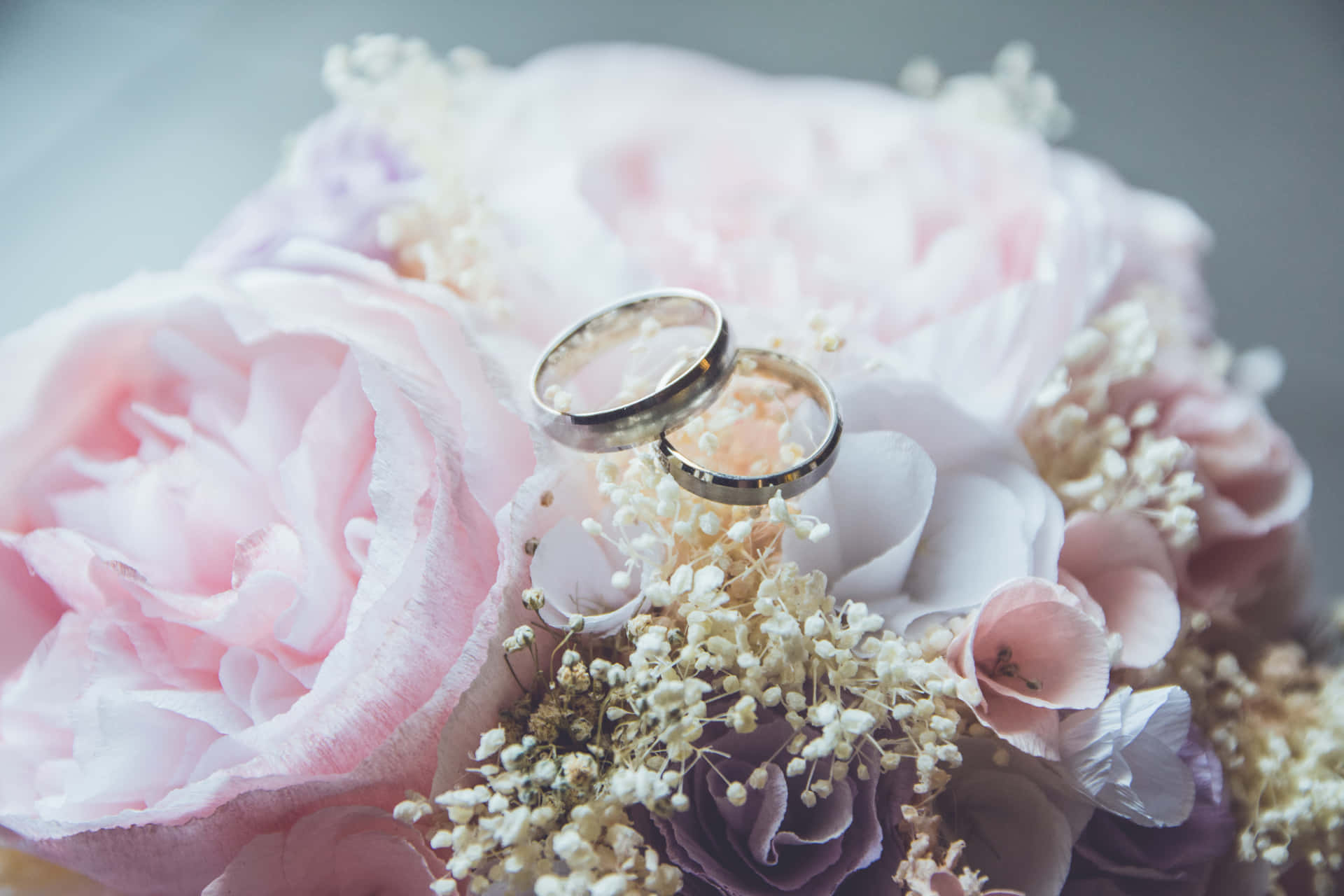 Wedding Ring On Flower Bouquet