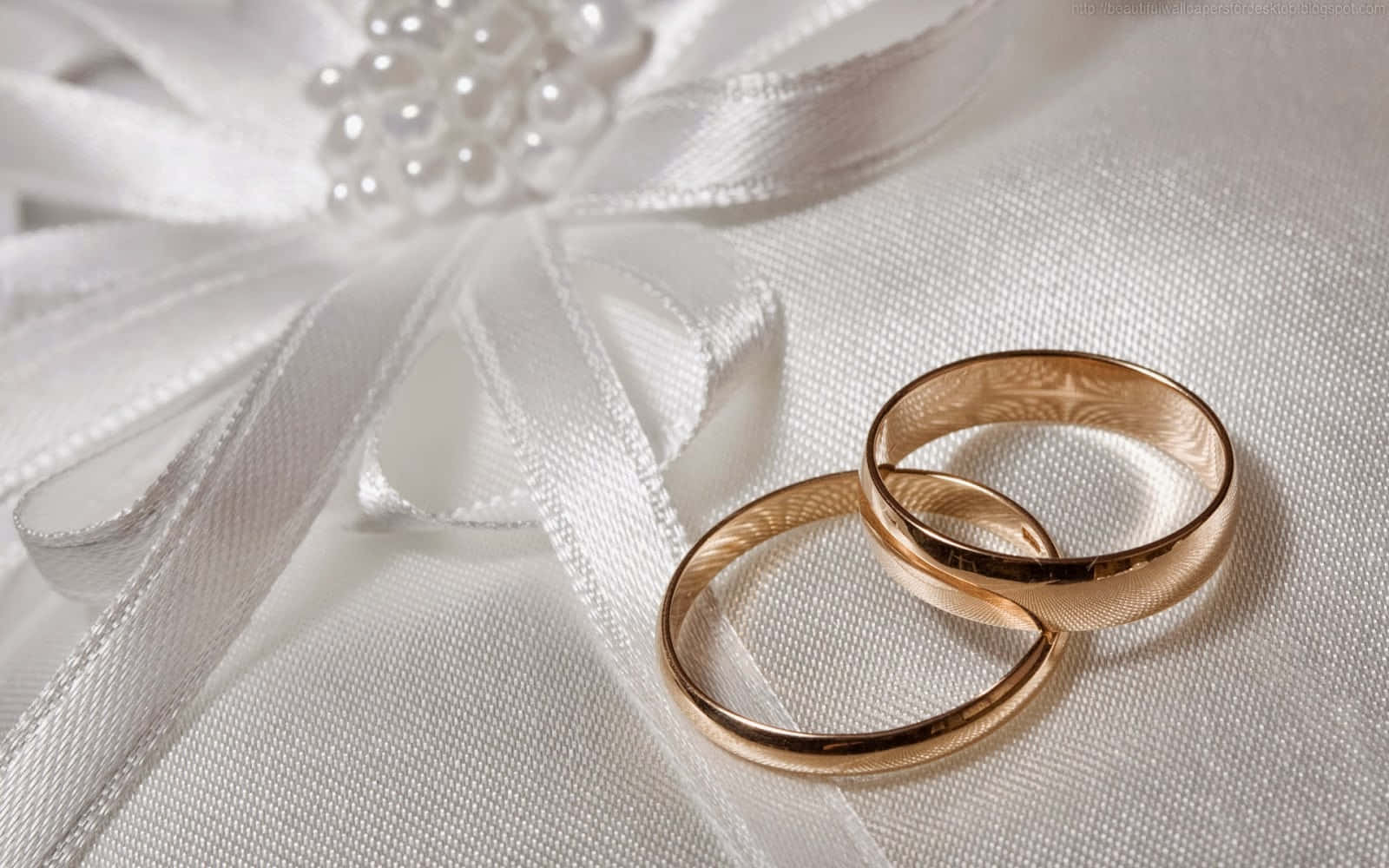 Wedding Ring On Ribbon With Pearls