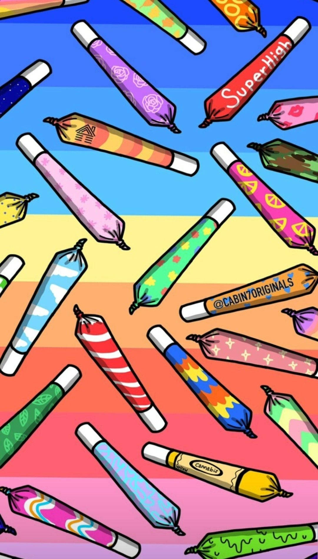 Weed Aesthetic Crayon Colors Individual Background