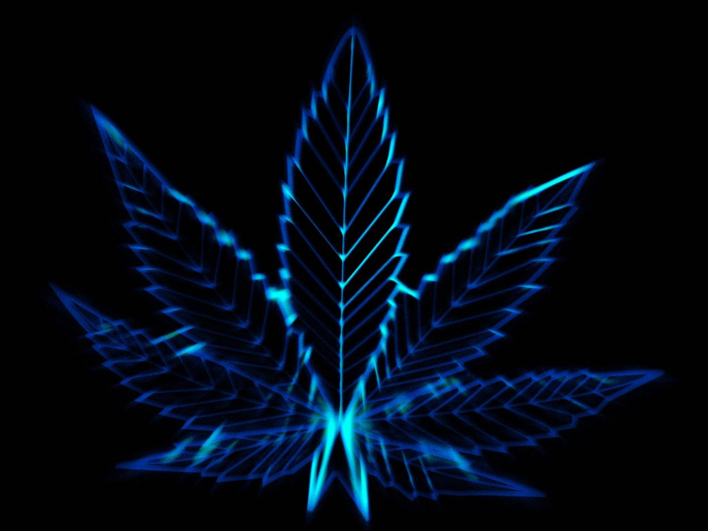 Weed In Neon Blue Background