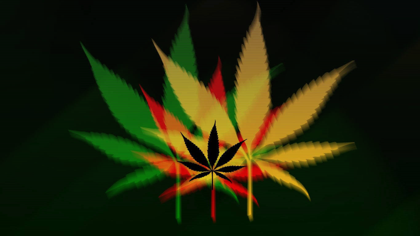 Weed Leaf Graphics In Black Blackground Background