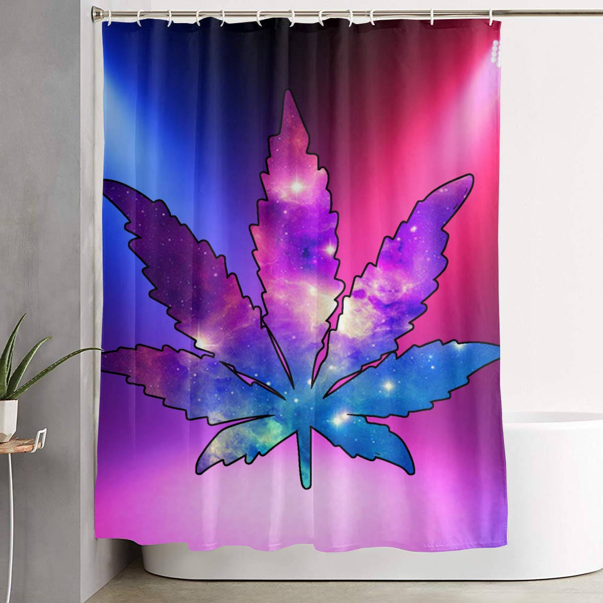 Weed Leaf On Bathroom Curtain