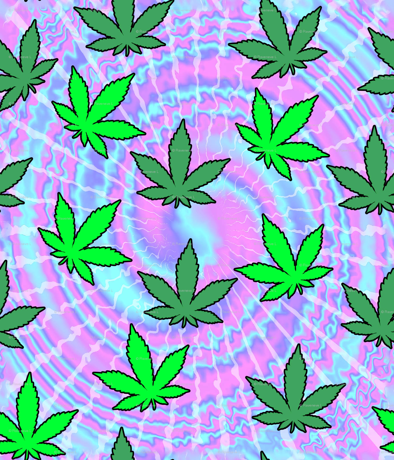 Weed Leaf Pattern In Tie-dye Background Background