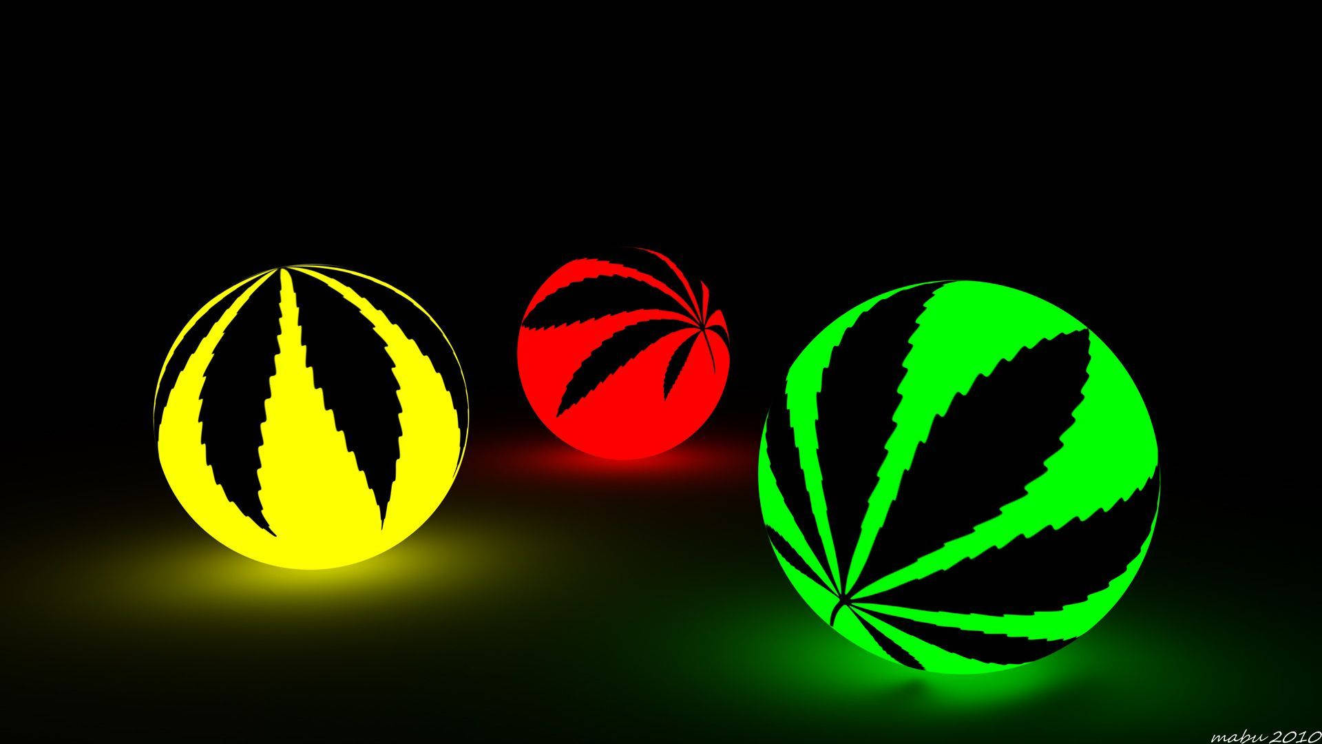 Weed Print On Glowing Balls Background