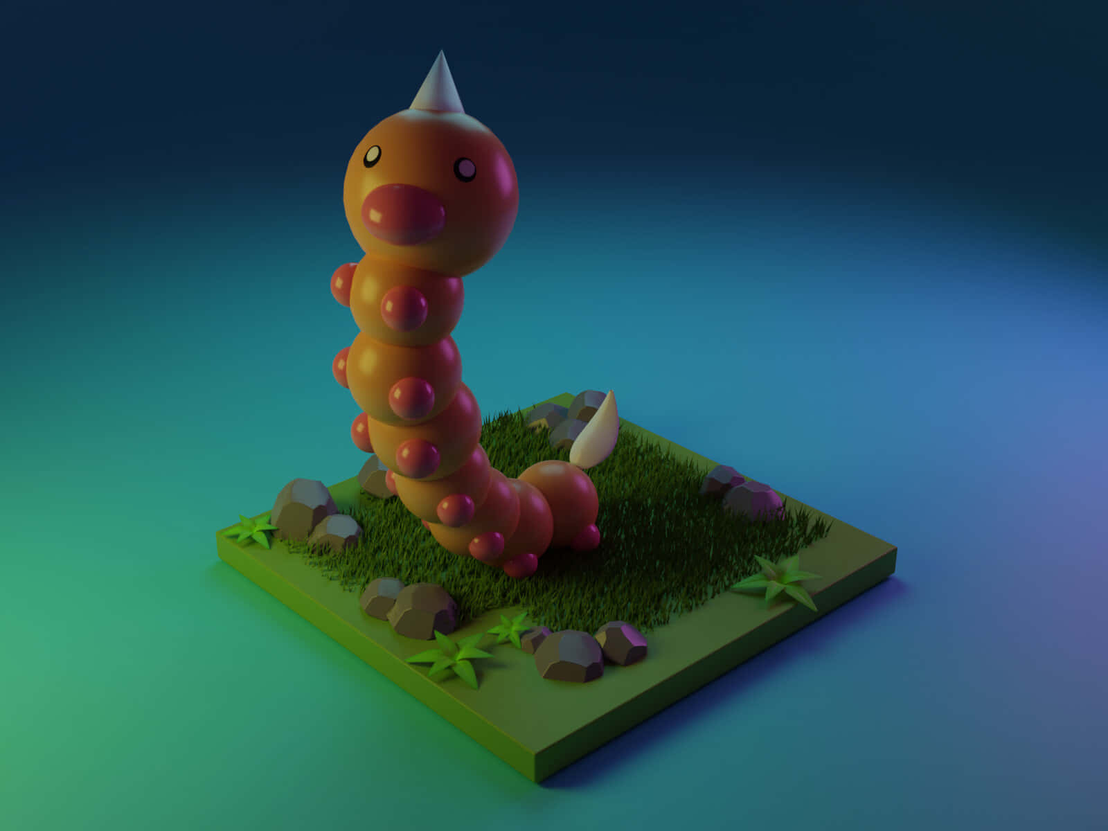 Weedle Pokemon3 D Render Background